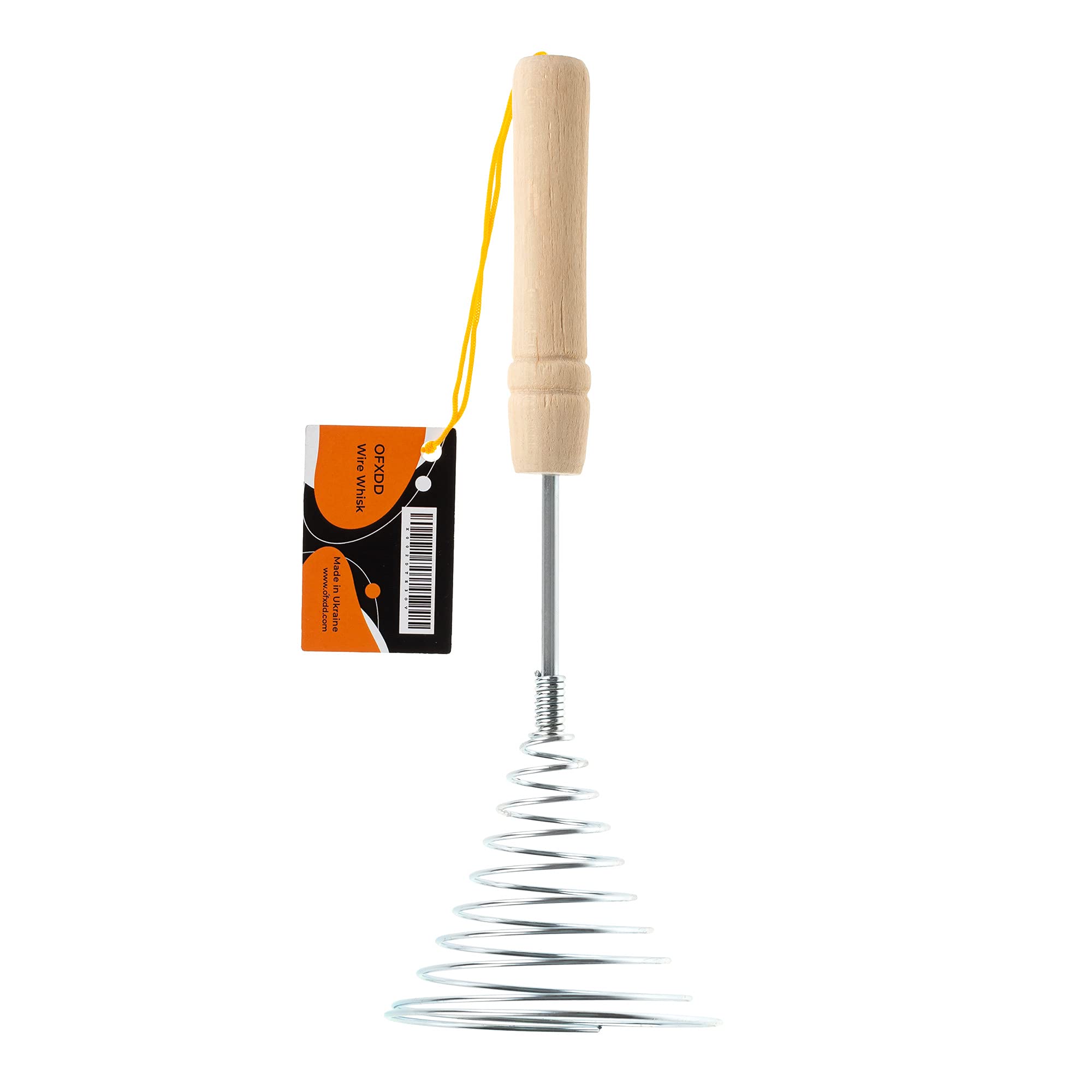 Stainless Steel Spring Coil Whisk 1 Pcs - Wire Whip Egg Whisk With Wooden Long Handle - Heavy Duty Whisks For Cooking