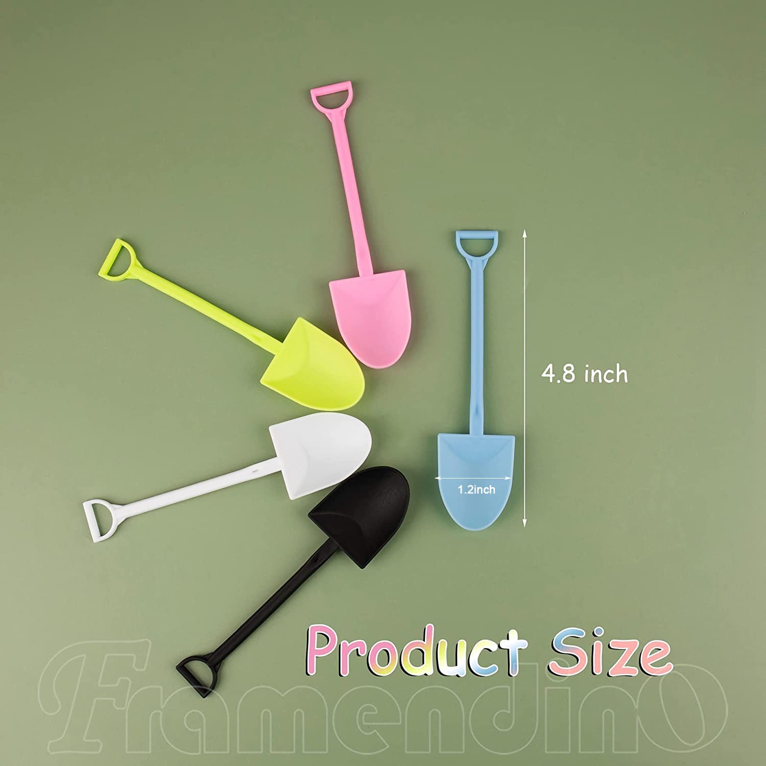 Framendino, 120 Pack Colorful Disposable Shovel Shaped Ice Cream Spoons Novelty Mini Plastic Dessert Spoon For Pudding Yogurt Ca