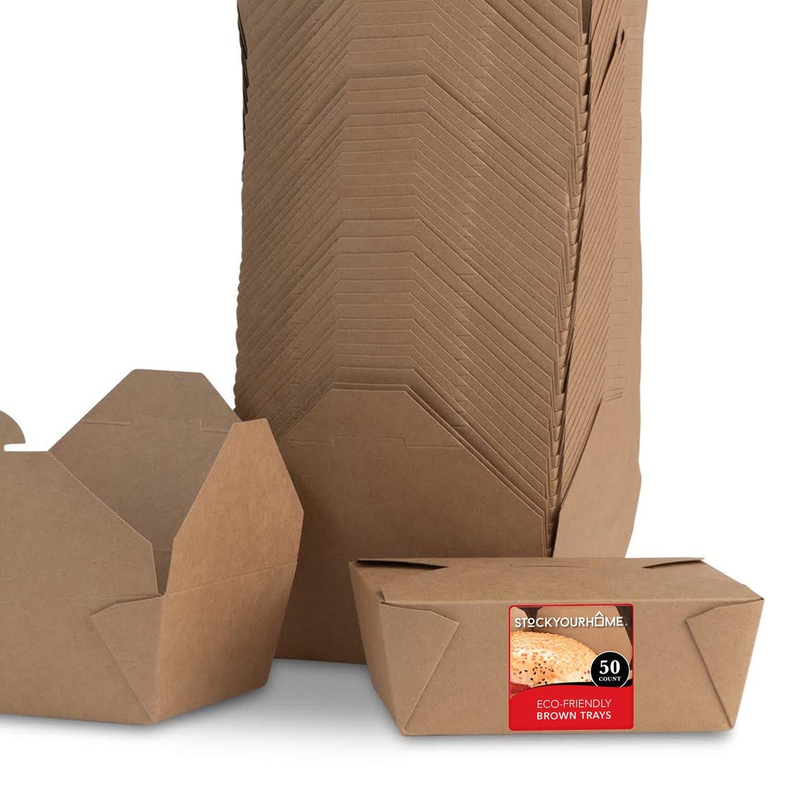 Take Out Food Containers Microwaveable Kraft Brown Take Out Boxes 45 oz (50 Pack) Leak and Grease Resistant Food Containers - Re