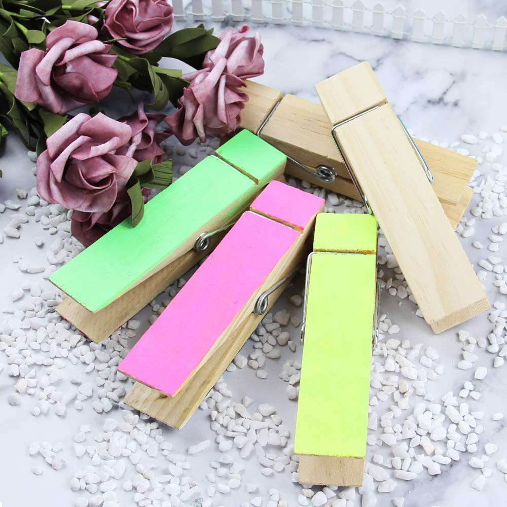 Riverking Big/Giant Clothes Pins,Natural Wooden Craft Clips,Photo Wooden Clips For Photo Paper Diy,Wedding And Bathroom Decorati