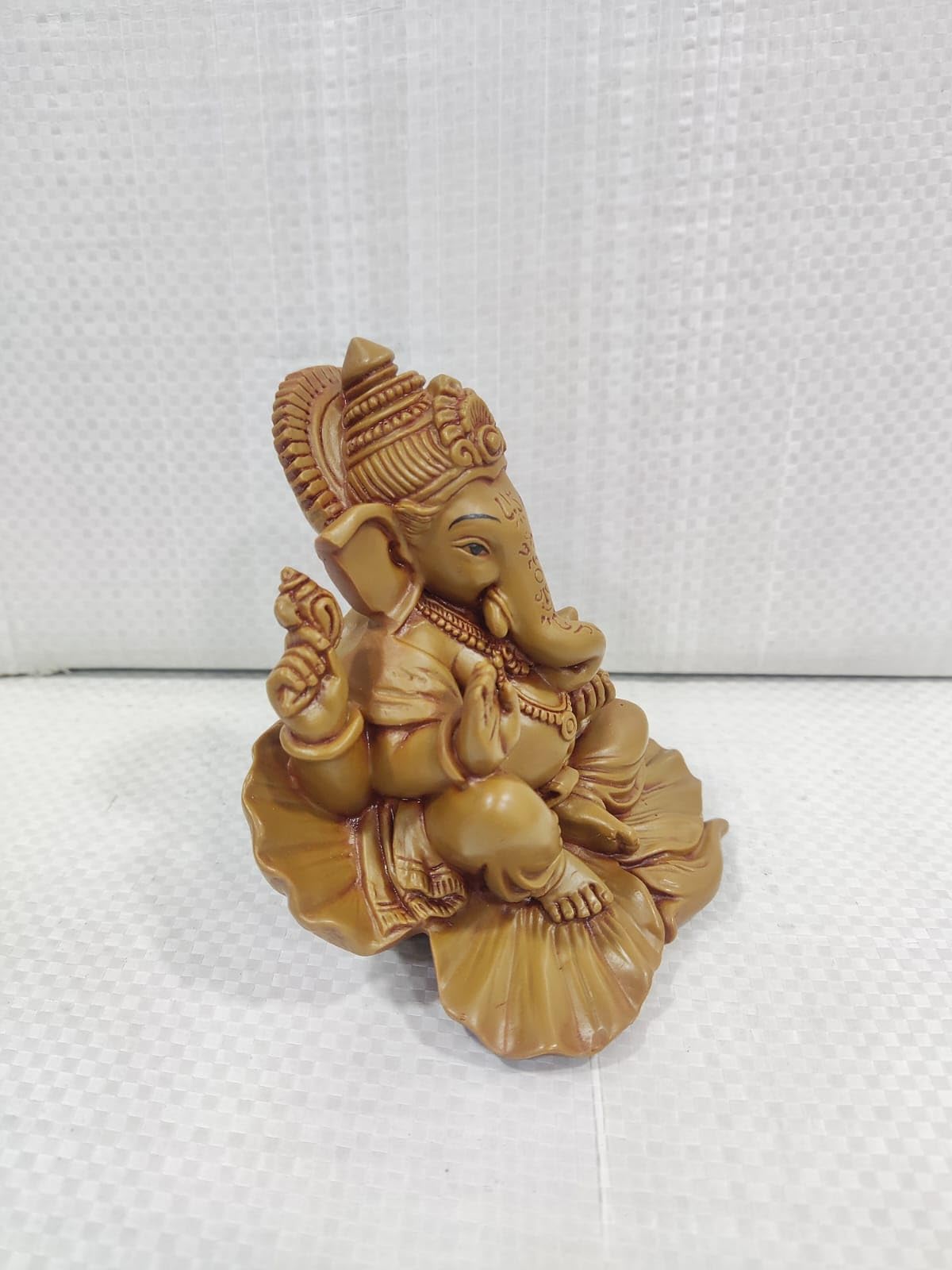 Pratima Wooden Finish Polyresin Shoeflower Ganesh Idol| Jaswanti Ganpati Murti|Ganesha Idol For Office Dcor& Home Decor|Ganesh S