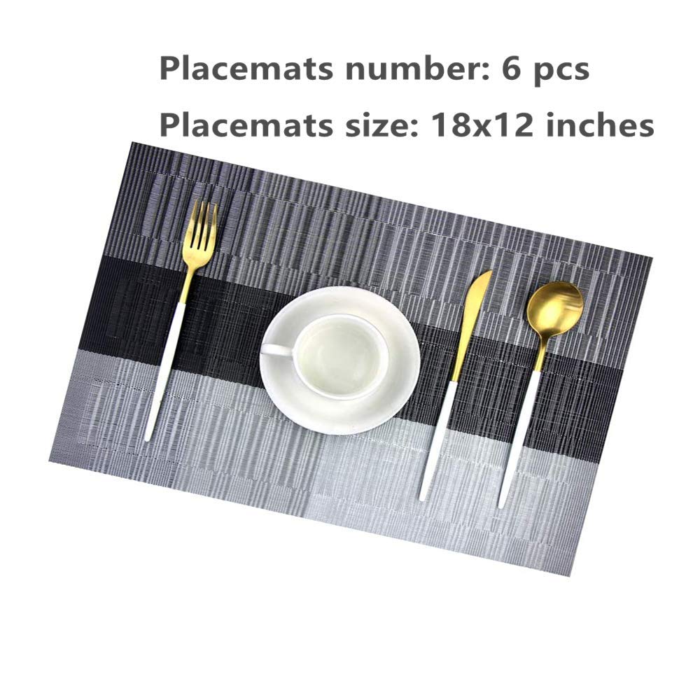 Placemats With Table Runner Set Place Mats, Woven Crossweave Vinyl Kitchen Tablemat, Washable Pvc Table Mats For Dining Table, P