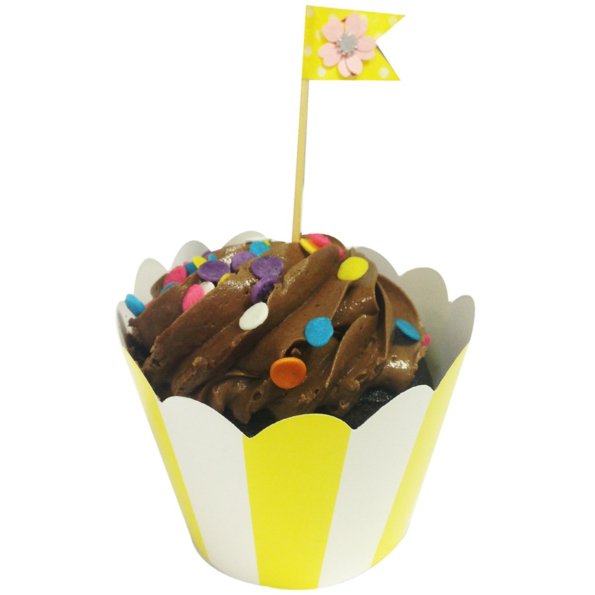 Allydrew Standard Size Striped Cupcake Wrappers (Set Of 20), Yellow