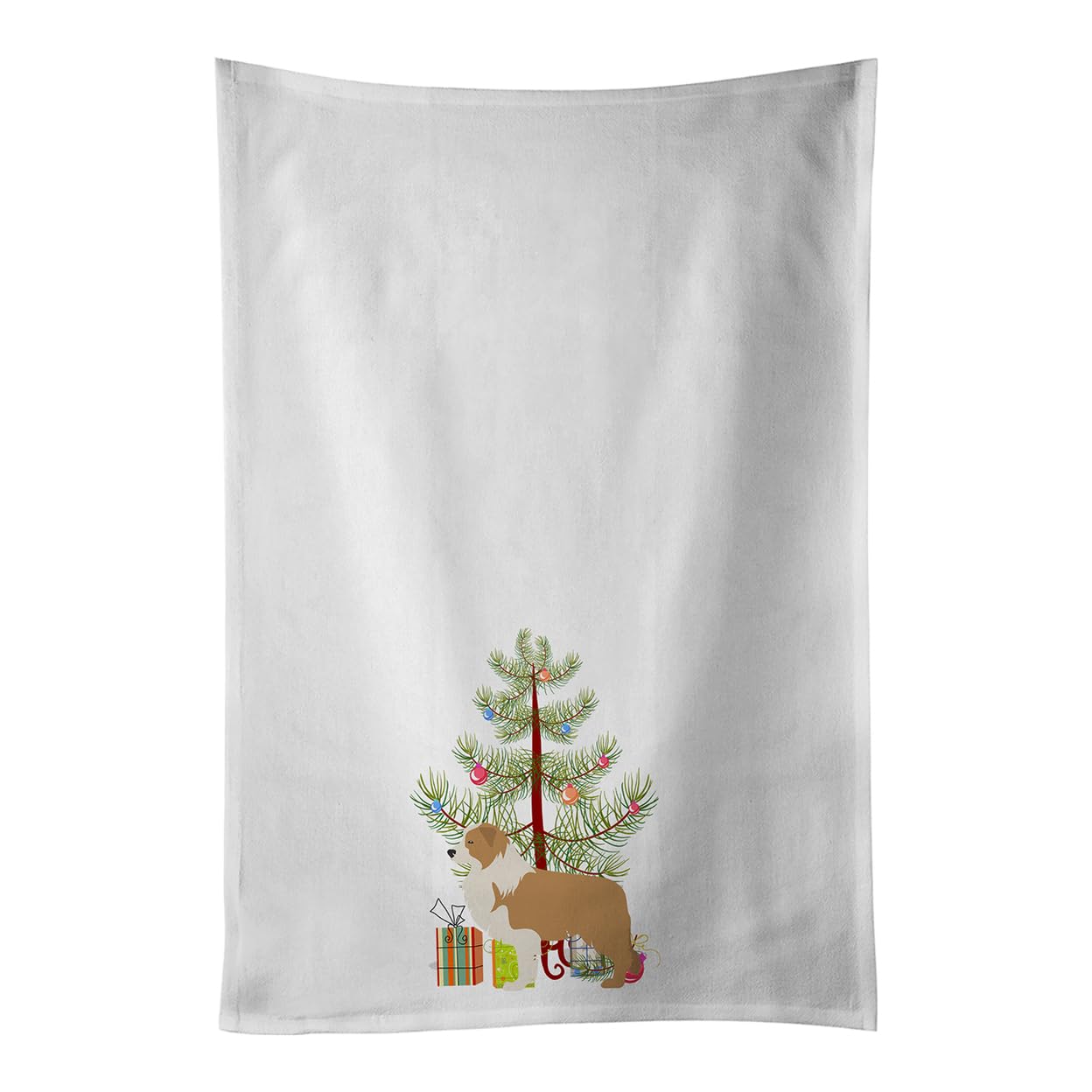 Red Border Collie Merry Christmas Tree White Kitchen Towel Set of 2
