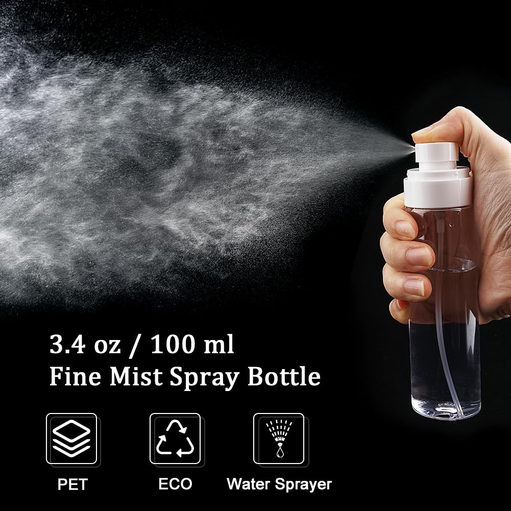 Cosywell Fine Mist Spray Bottles Tsa Approved 3.4Oz/100Ml 3 Pack Leak Proof Travel Size Bottles Refillable Plastic Hair Spray Bo
