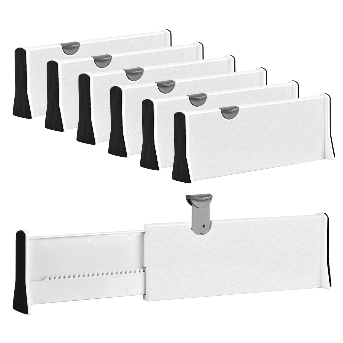 JONYJ Drawer Dividers Organizer 6 Pack, Adjustable Separators 4 High Expandable from 11-17 for Bedroom, Bathroom, closet, clothi