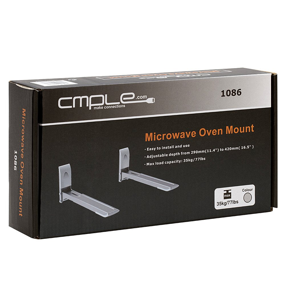 Cmple - Microwave Oven Steel L-Shaped Bracket, Microwave Wall Mount Shelf Bracket, Microwave Wall Stand Shelf Rack - Sil