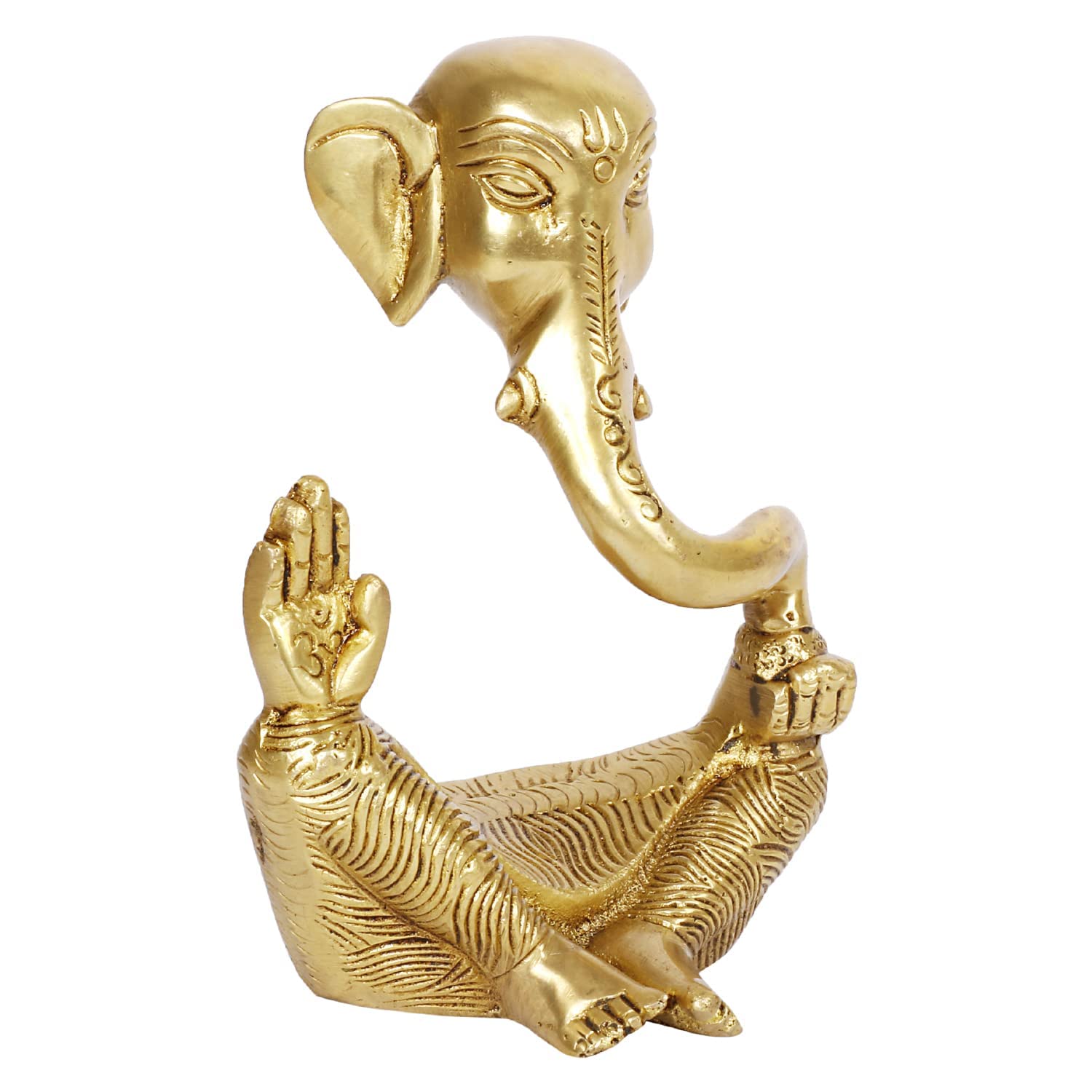 Kartique Brass Ganesh Trunk Abstract Idol Ganesha Bhagwan Statue Murti Decorated Ganpati Gift For Home Office Decor Good Luck Di