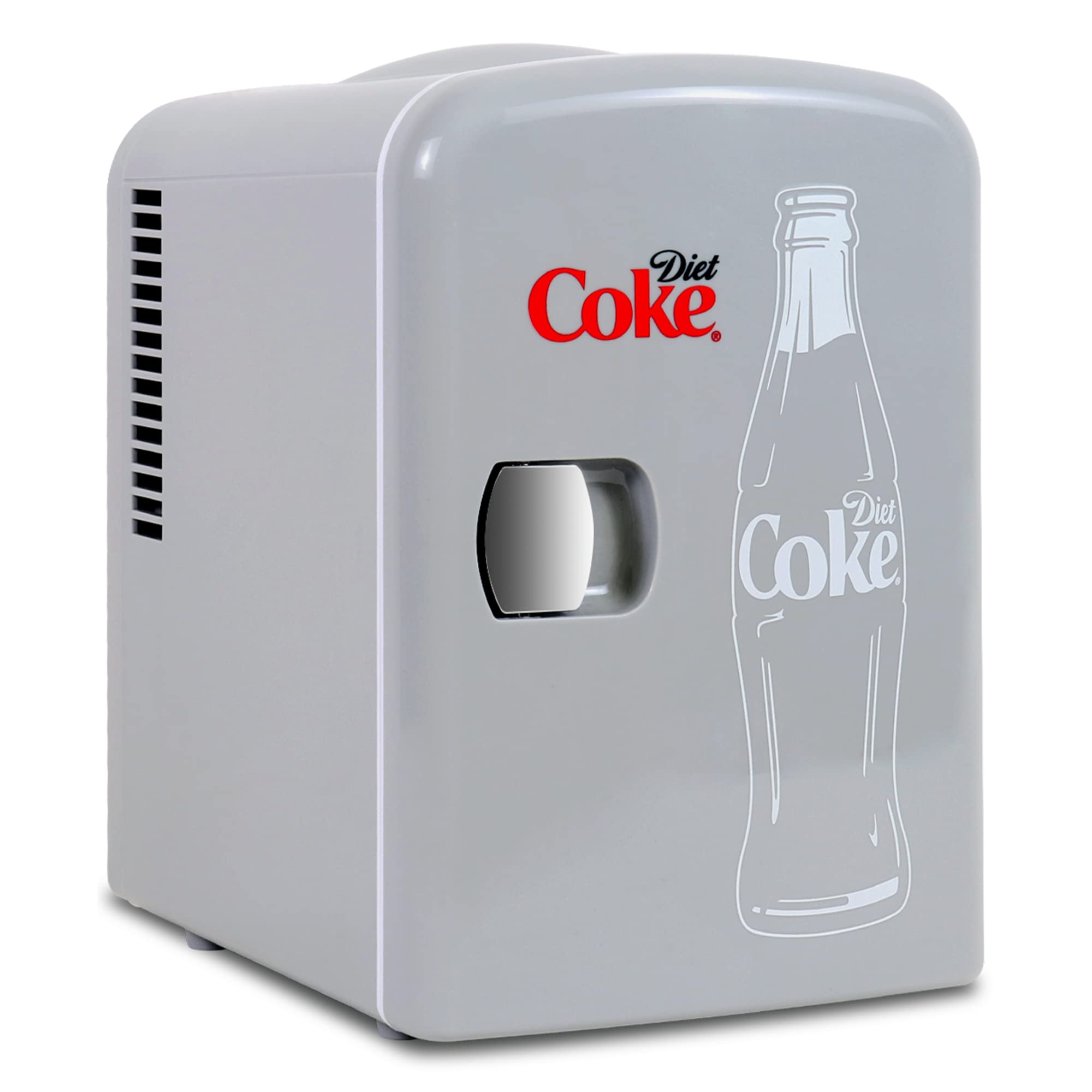 Coca-Cola Diet Coke 4L Cooler/Warmer W/ 12V Dc And 110V Ac Cords, 6 Can Portable Mini Fridge, Personal Travel Refrigerator For S