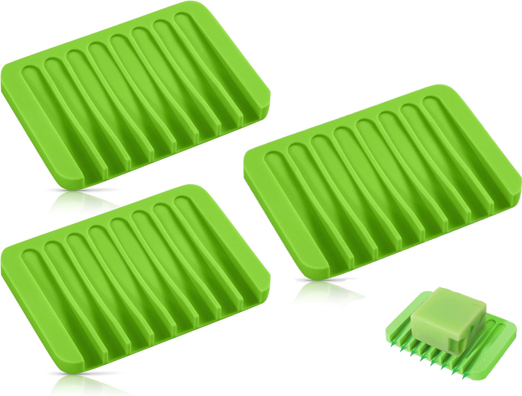 Ramkuwar 3 Pack Silicone Waterfall Soap Dish Saver Holder Portable Soap Tray Drainer For Shower Bathroom Kitchen Countertop For 