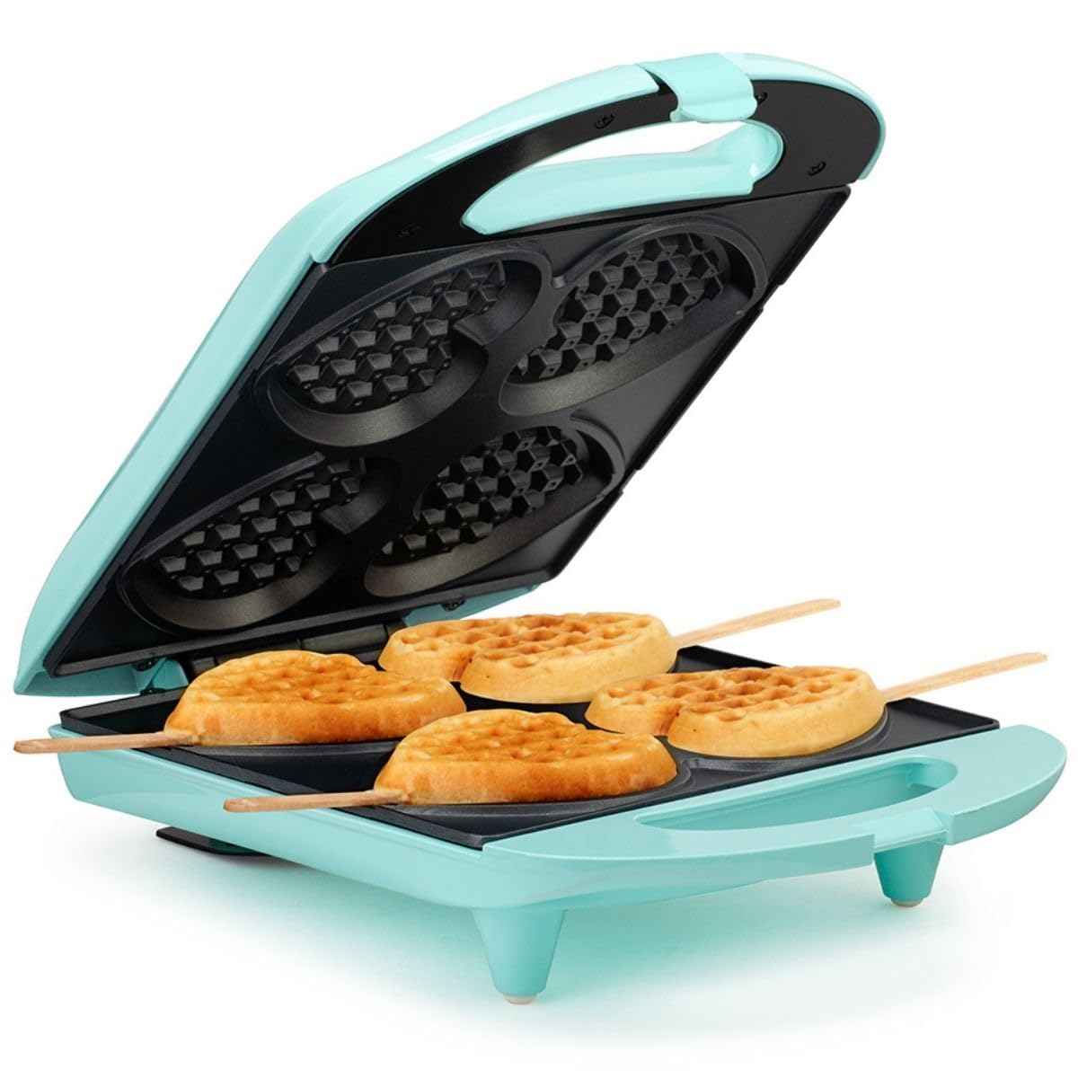 Holstein Housewares 4-Section Heart Shaped Waffle Maker, Non-Stick Waffle Iron, Mini Waffle Maker for Kids, Non-Toxic Coating, E