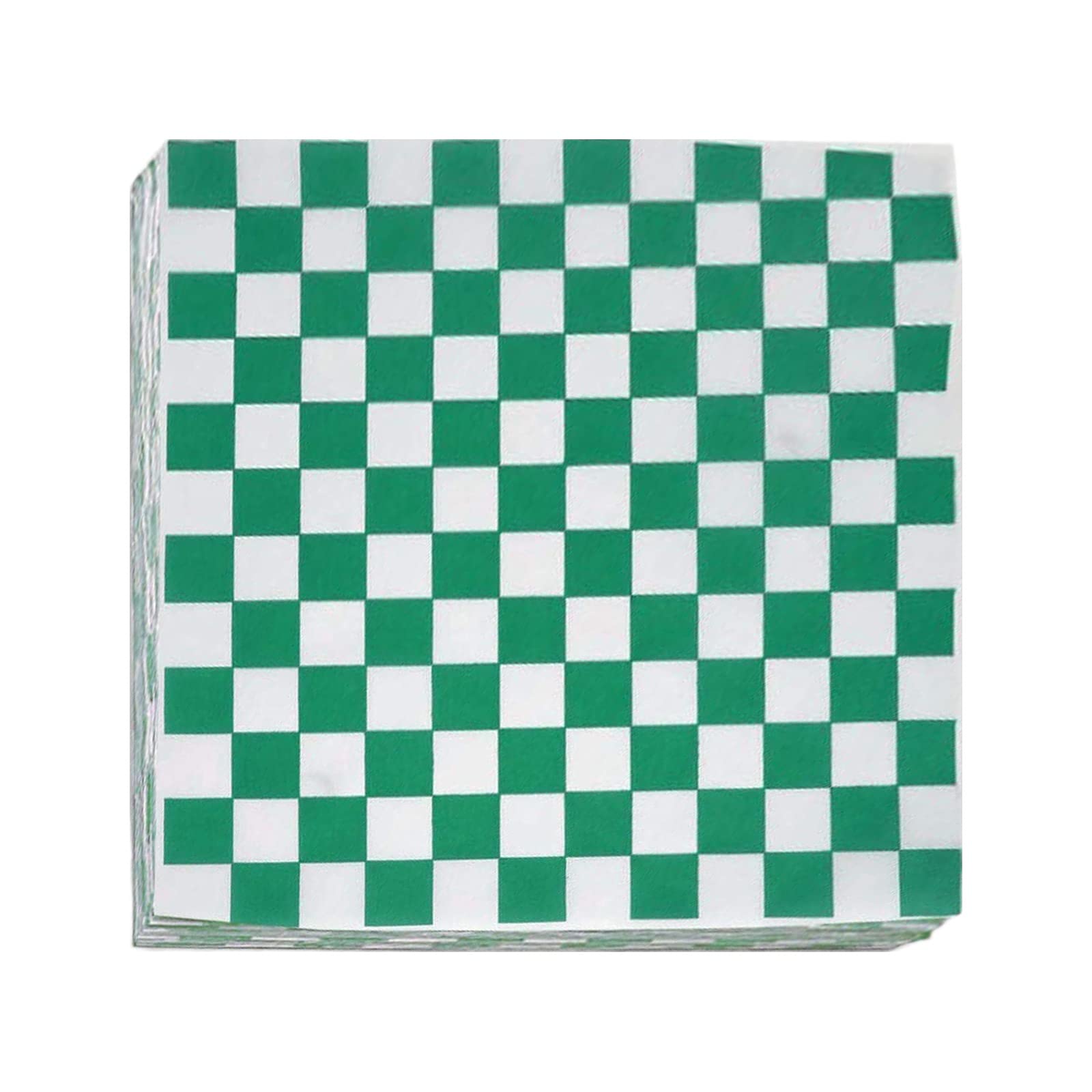 Suiwen 200 Sheets Green And White Checkered Food Wrapping Paper, Dry Waxed Deli Paper, Paper Liners For Plastic Food Basket, Bre