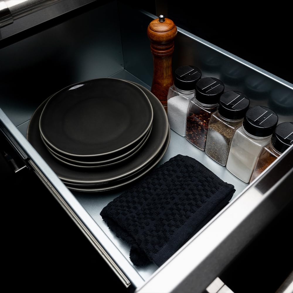 Spire Vertical Double Drawers (5''/10''), Stainless Steel, Universal Mount, Slideable Drawers, Perfect For Outdoor Kitchens, Gri