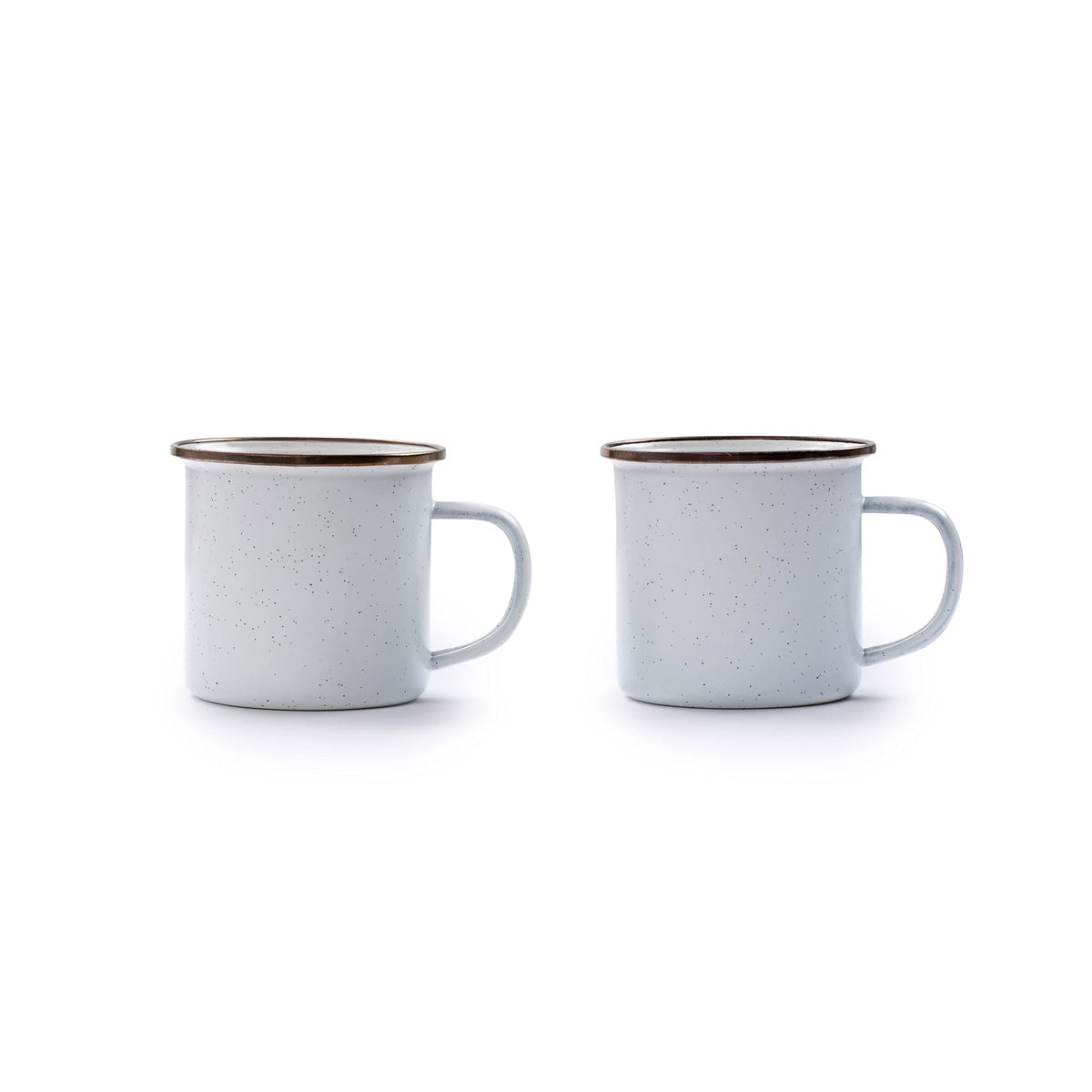 Barebones Enamel Cup Set- Enamel Coffee Mugs Set Of 2 16-Oz - Stainless Steel Rim Camping Mug For Indoor And Outdoor Use (Eggshe
