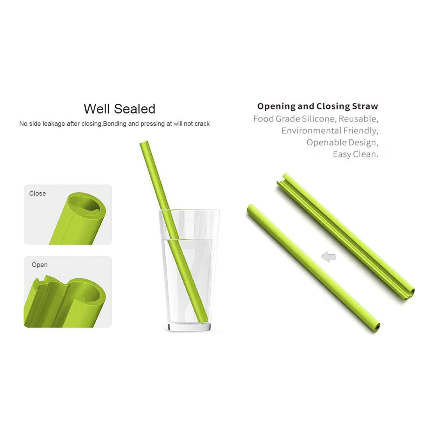 Reusable Silicone Drinking Straws Openable & Washable Silicone Straws Easy To Clean,Straight Smoothie Straws Reusable Bpa Free F