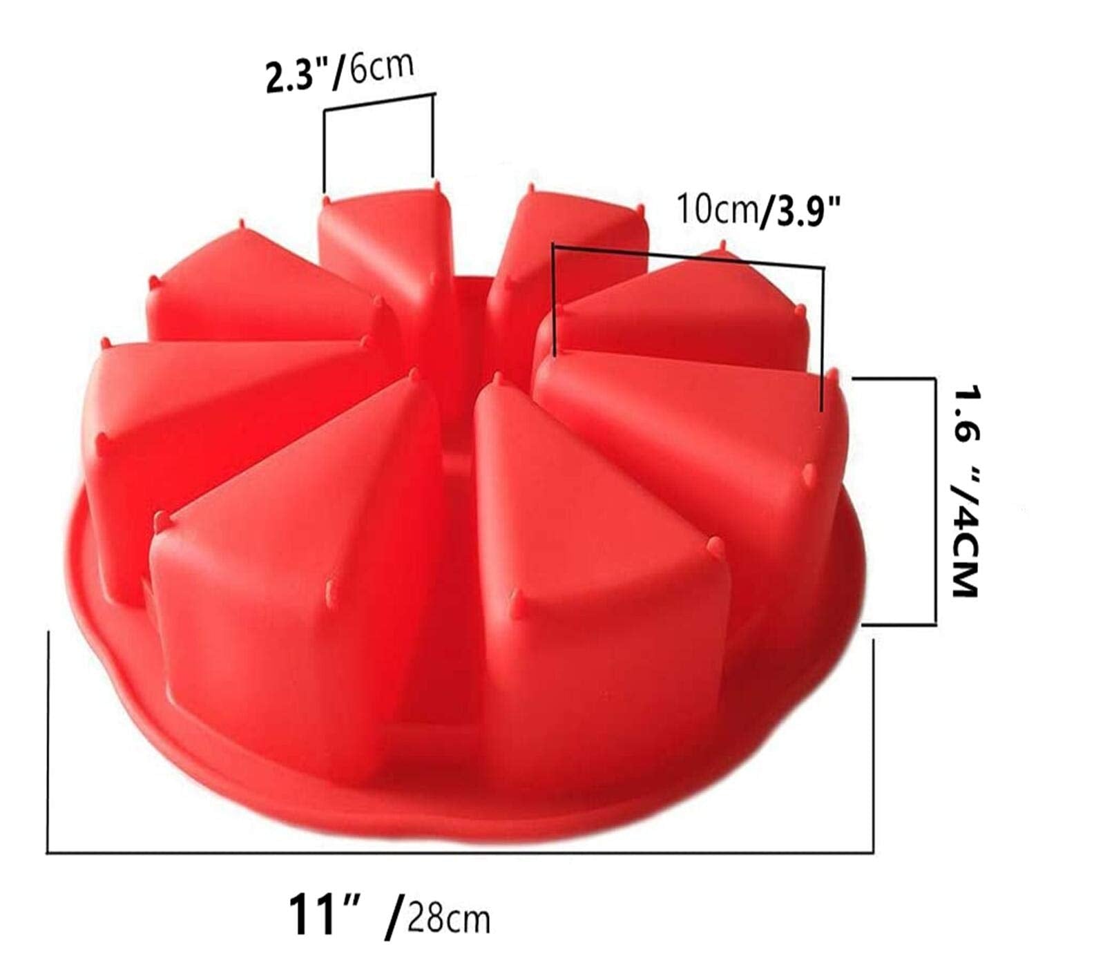 Yudong 2Pcs Silicone Baking Molds, Extra Large 8 Cavity Silicone Scone Pan/Cakes Slices Mold/Triangle Cavity Cake Pan/Pizza Baki