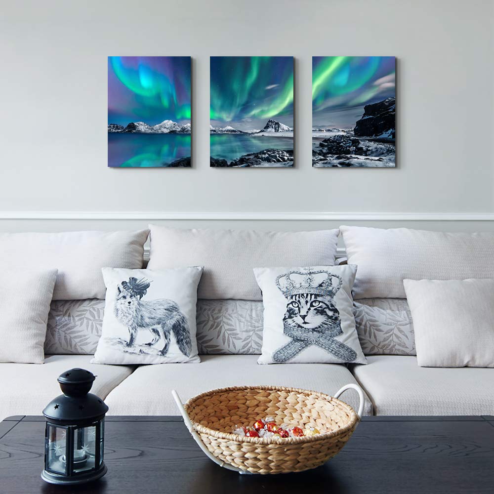Farmhouse Canvas Wall Art For Bedroom Wall Decorations For Living Room Office Wall Decor Aurora Scenery Painting On Stretched An