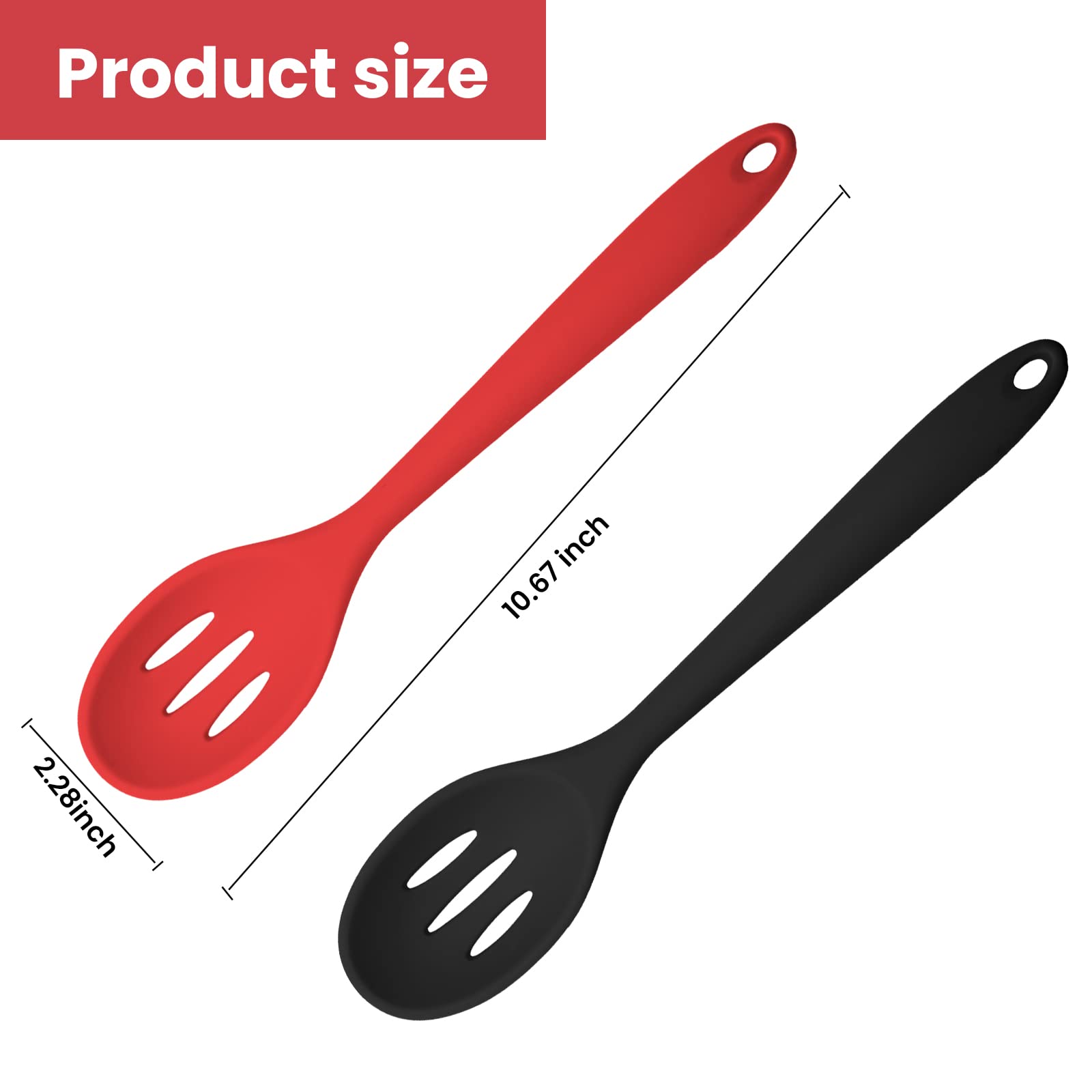 2 Pcs Silicone Slotted Spoons Nonstick Heat Resistant Basting Spoons Set Kitchen Utensil For Cooking Stirring Mixing Serving (Re