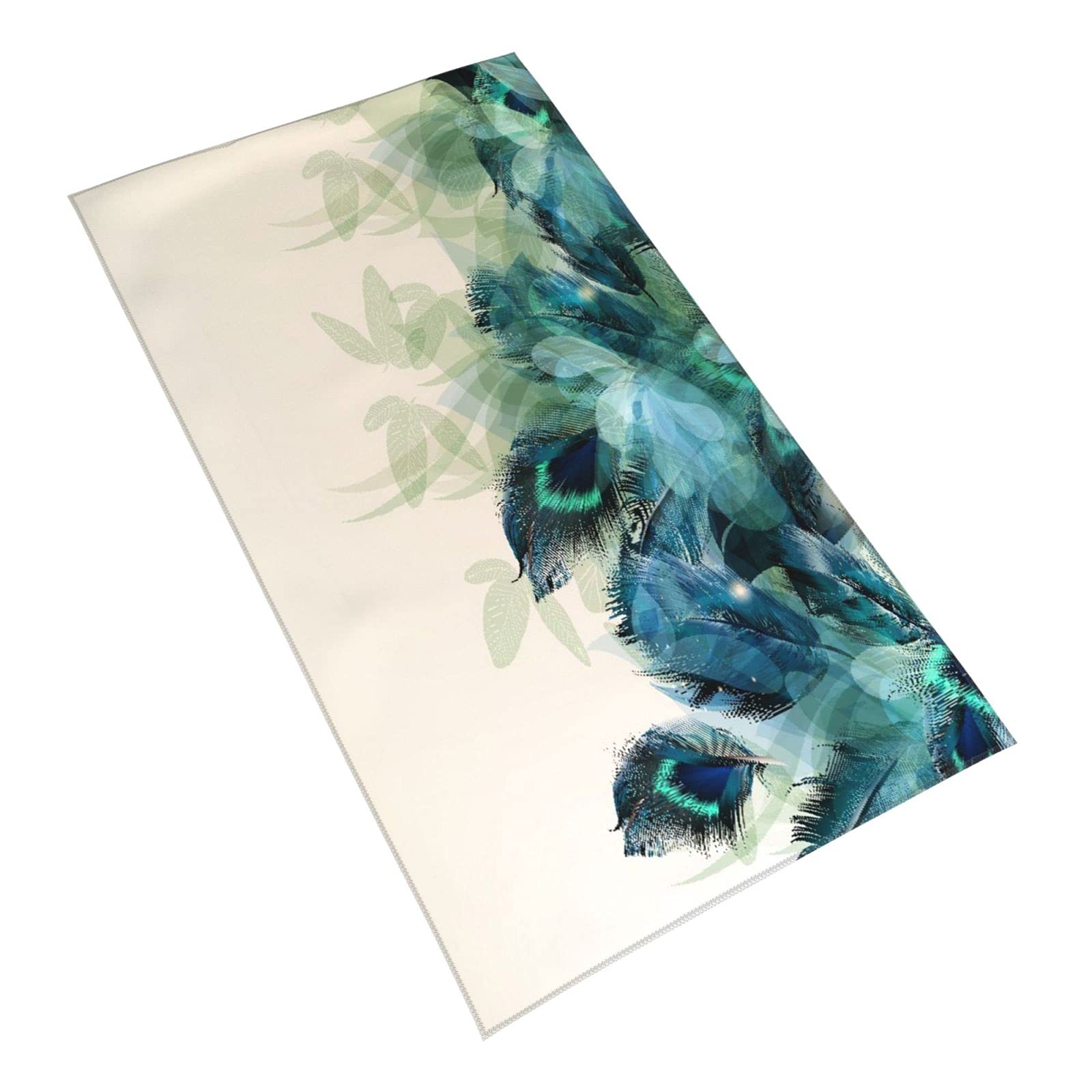 Covasa Peacock Hand Towels For Bathroom Set Of 2 Green Blue Beautiful Peacock Feather Bathroom Hand Towels Microfiber Soft Highl