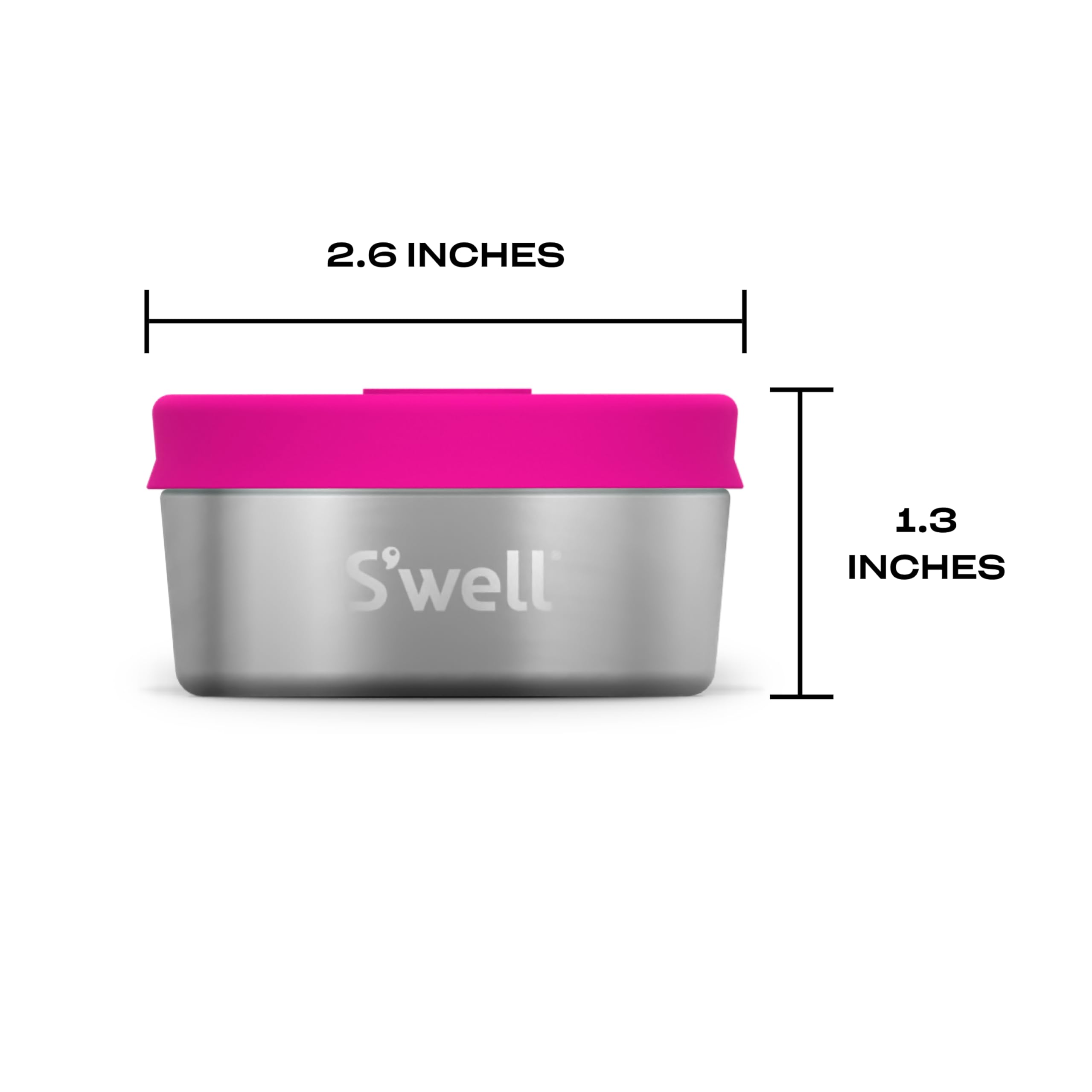 S'Well Stainless Steel Condiment Container Set Of Two, 2Oz, Dragonfruit/Kiwi, Single Walled Durable Construction, Leakproof Sili
