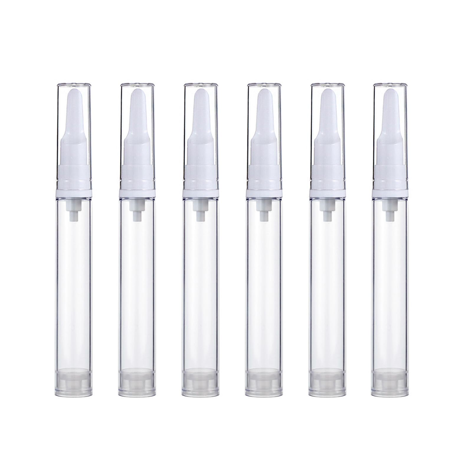 Qeuly 6 Pack Airless Pump Jars Travel Foundation Container, Travel Size Eye Cream Dispenser Empty Refillable Cosmetic Pump Bottl