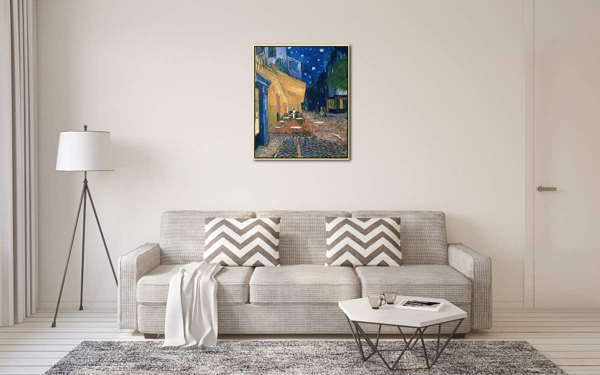 Wieco Art Framed Art Canvas Prints Of Cafe Terrace At Night Canvas Prints Wall Art By Van Gogh Paintings Reproduction Abstract A