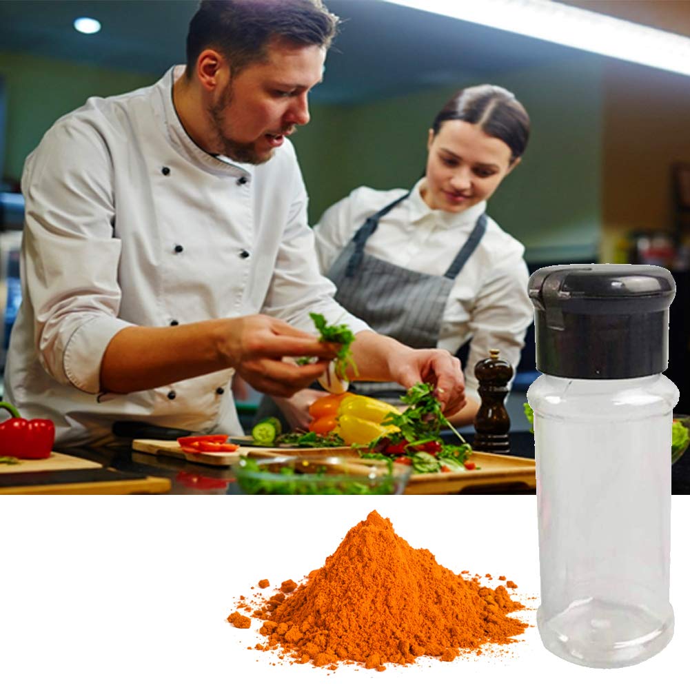 FEOOWV 50Pcs Empty Plastic Spice Bottles Set for Storing Barbecue Seasoning Salt Pepper and More 75 ml/2.5 oz (Black)