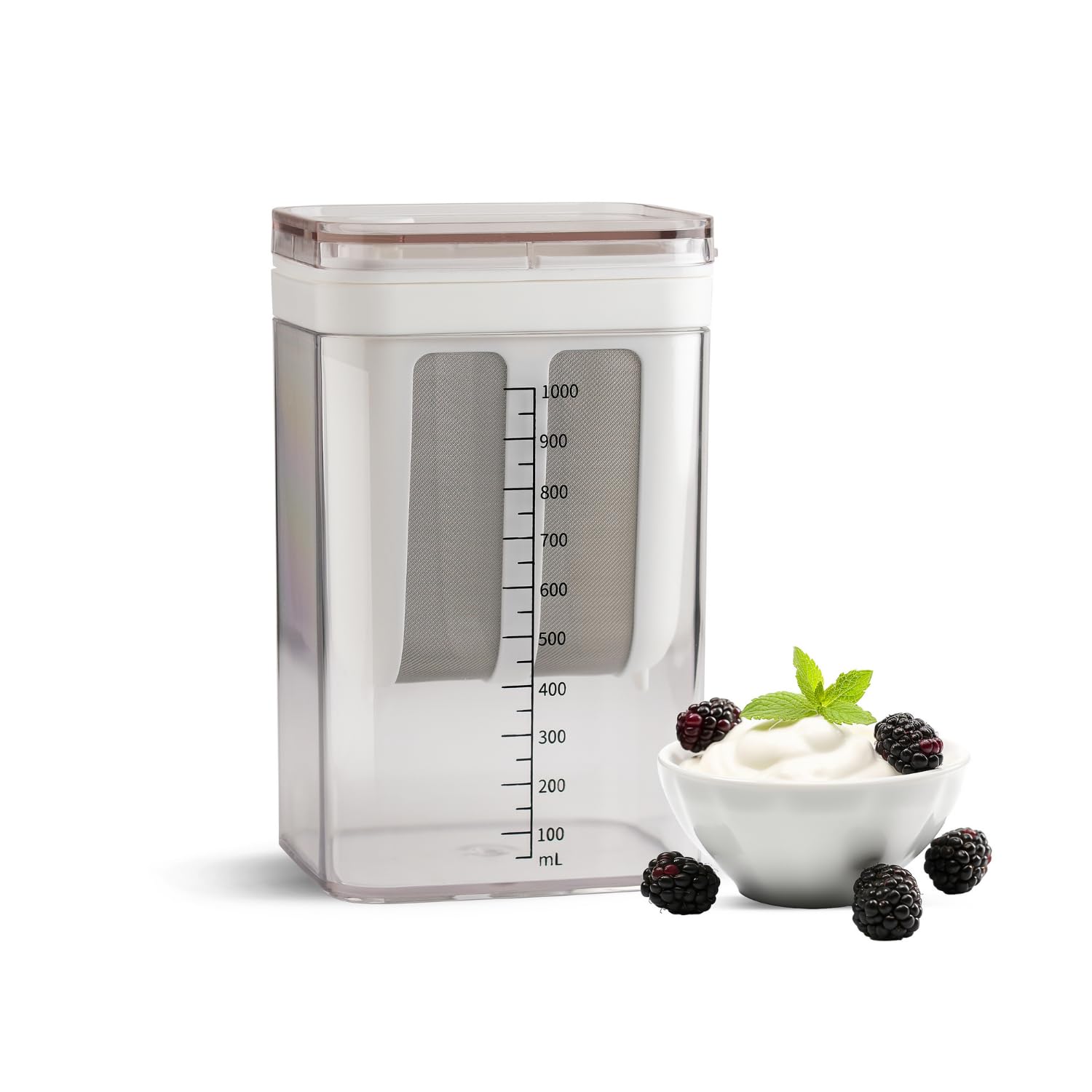 Instacuppa Greek Yogurt Strainer, 1100Ml Multi Yoghurt Maker Strainer With Fine Mesh Bag & Lid For Thick Greek Yogurt, Soybean M