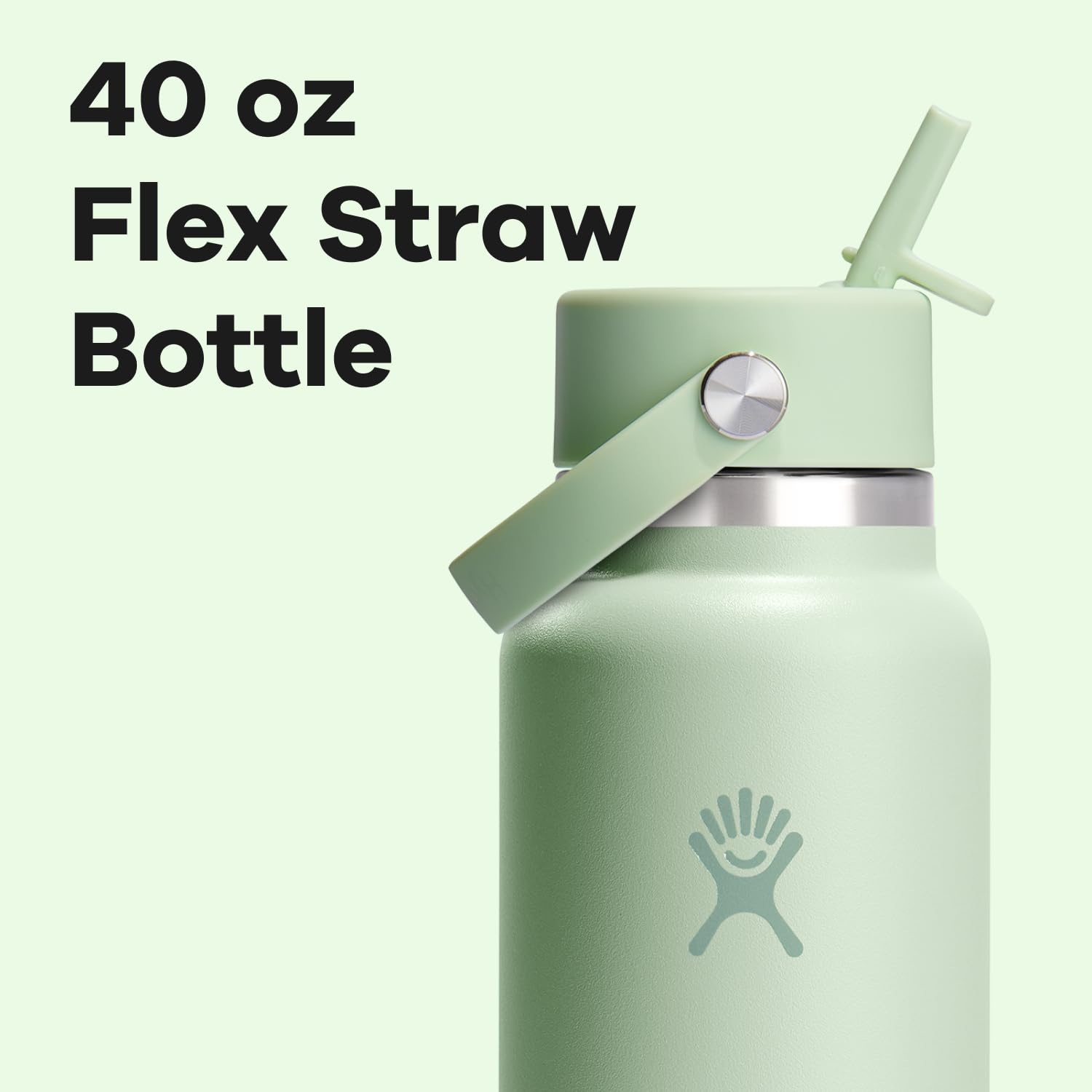 Hydro Flask Water Bottle - Insulated Stainless Steel - Wide Mouth Flex Straw Lid, Non Spill, Leakproof and Refillable in 40 Oz A