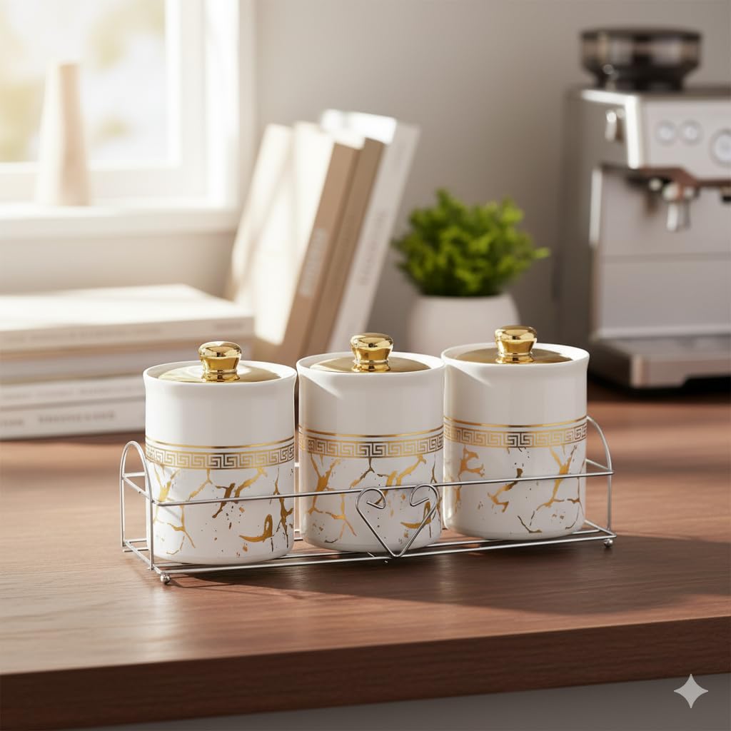 The Better Home Ceramicjars For Kitchen Storage With Ceramic Lid | Airtight Kitchen Jars Containers Set | Multipurpose Jars | Pa