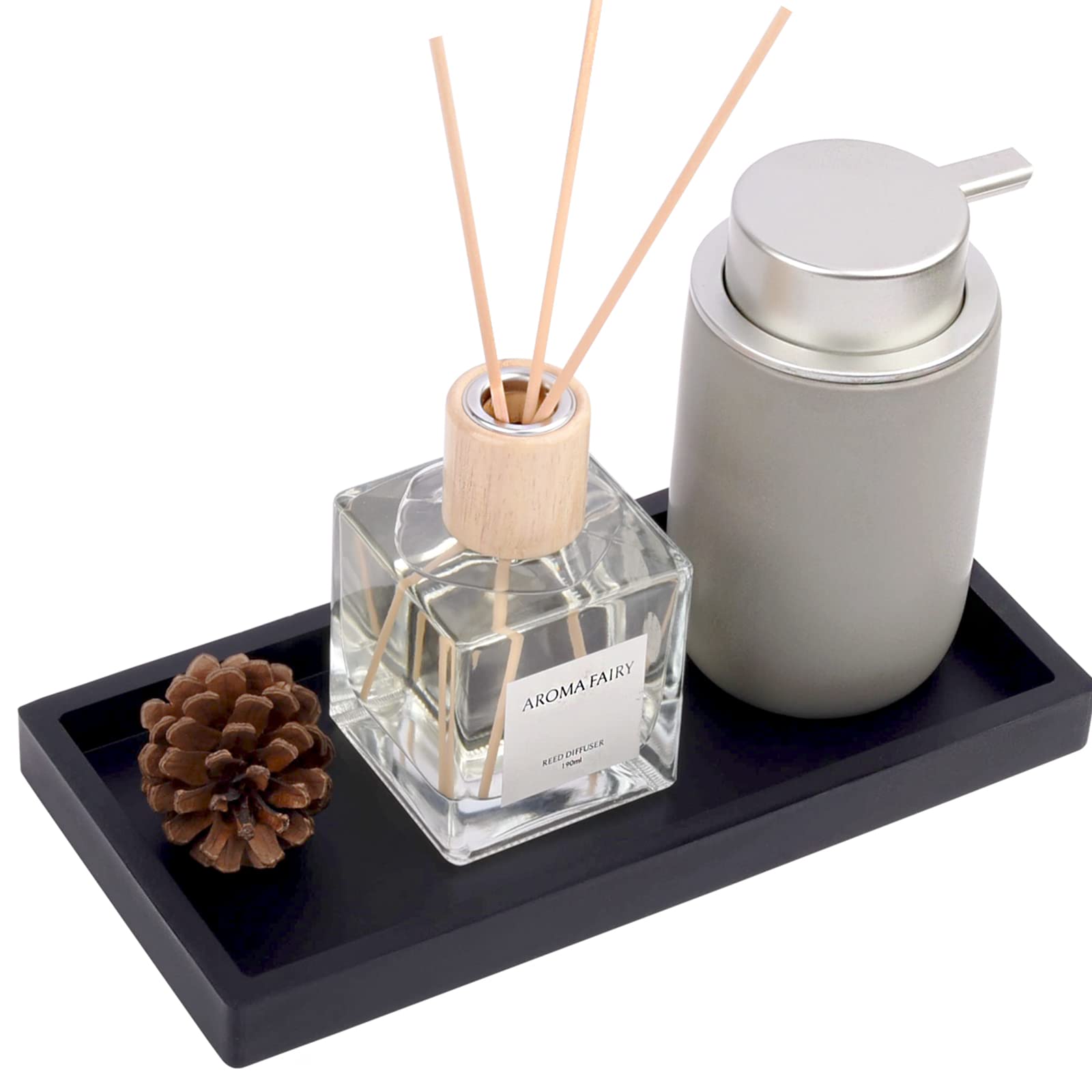 Bathroom Trays For Counter, Slicone Vanity Trays For Bathroom, Rectangle Sponge Holder For Kitchen Sink - Black