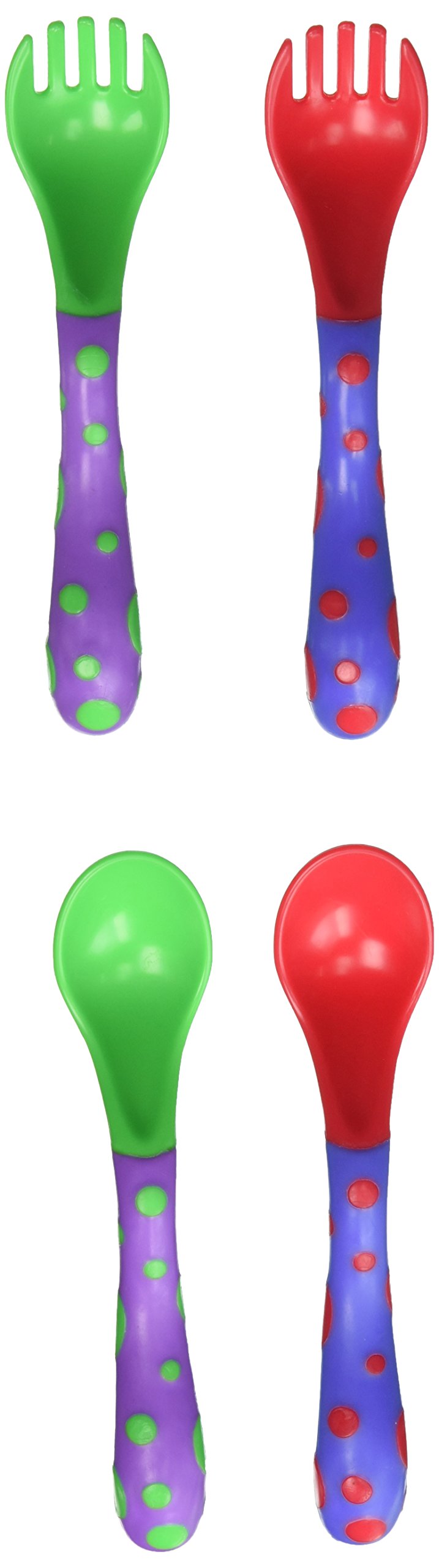 Nuby fork & spoon set 18months + (multi-colored)