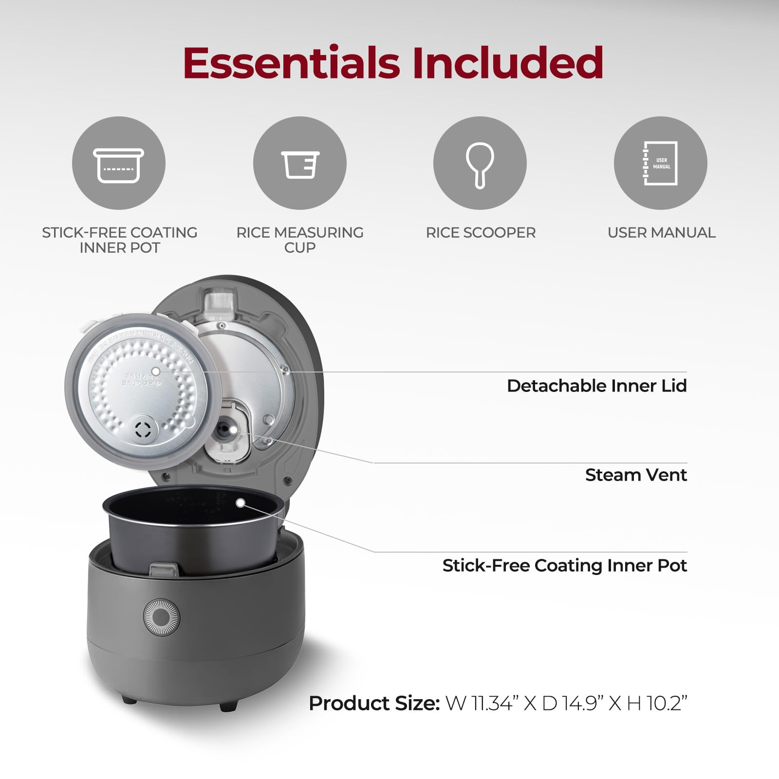 Cuckoo Micom Rice Cooker 13 Menu Options: White, Gaba, Porridge, Baby, & More, Fuzzy Logic Tech, 6 Cup / 1.5 Qts. (Uncooked) Cr-