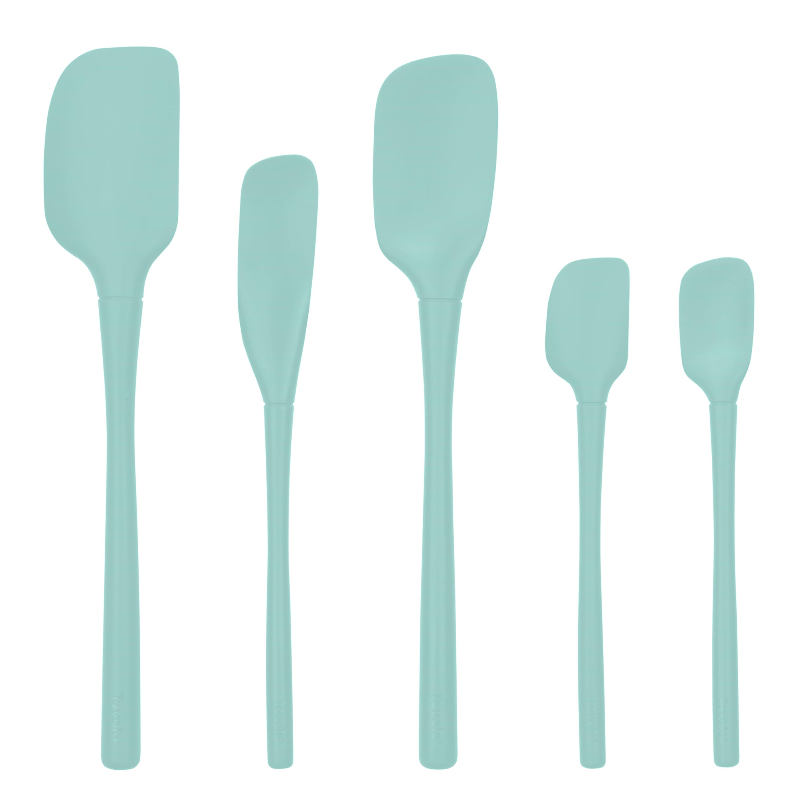 Tovolo 5-Piece Silicone Utensil Set (Light Aqua): Spatula, Spoonula, Jar Scraper, Mini Spatula, and Mini Spoonula