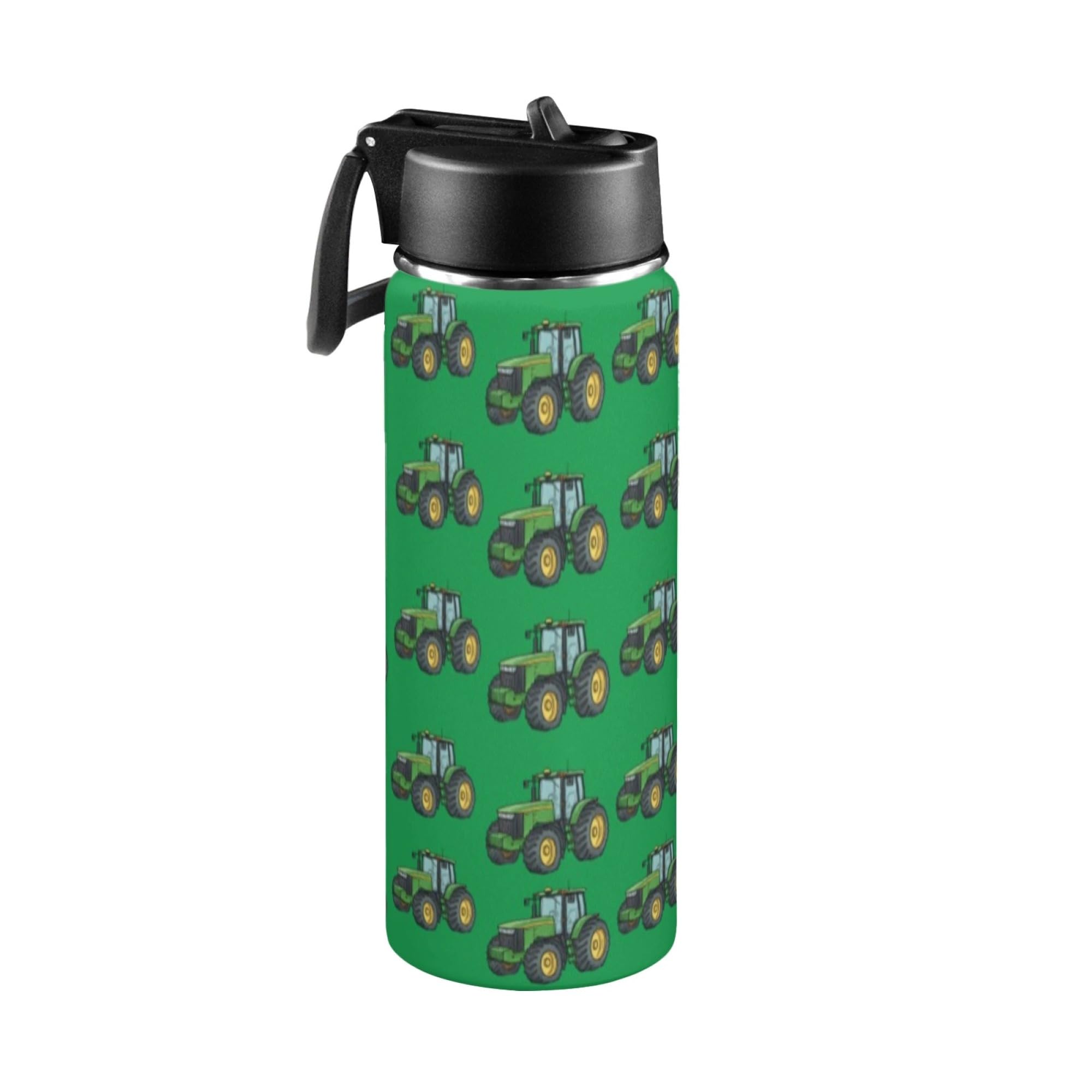 Tractor Kids Insulated Stainless Steel Water Bottle with Straw
