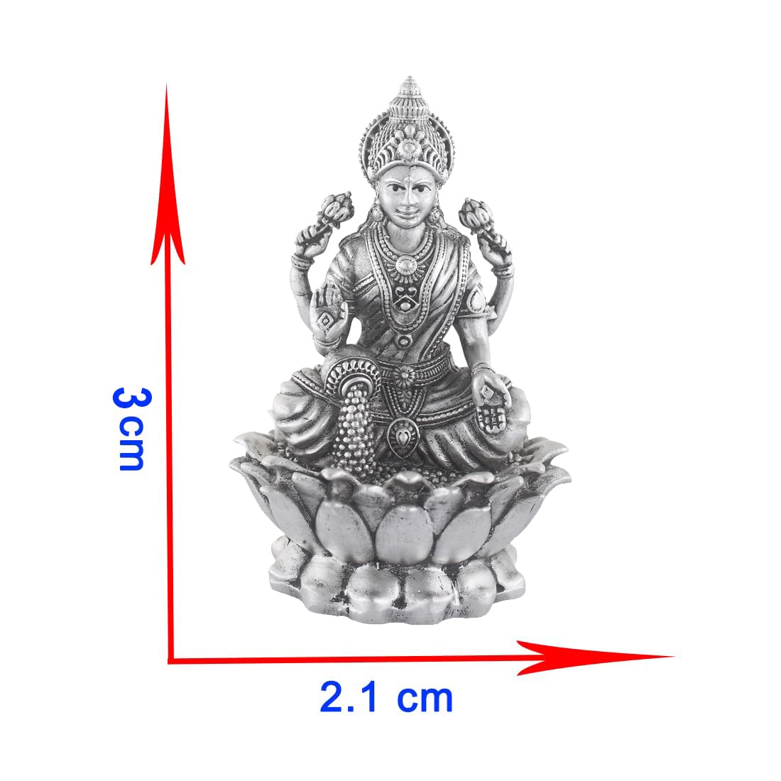 Prd Caratcafe Silver Kamal Laxmi Murti For Car, Home & Office.Pure 925 Solid Chandi Metal Idol Of Maa Lakshmi. Antique Gift Item