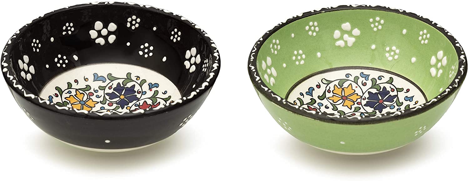 Ceramic Dessert Bowls Set Of 2 - Cute Bowls For Dessert, Appetizer, Dips, Candy, Small Fruits, Nuts, Ice Cream, Rice - Colorful