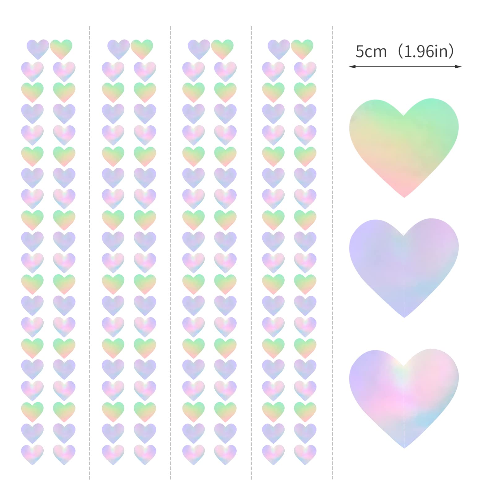 Panduola Iridescent Disco-Holographic Heart Garland - 52Ft Wedding Hanging Decoration Neon Streamers Banner, Perfect for Bridal