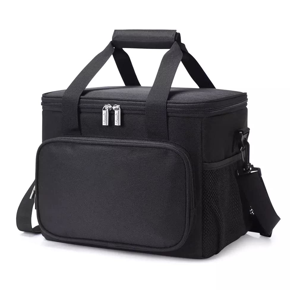 Ineffable Thermal Insulated Tiffin/Lunch Bag, Adjustable Shoulder Strap, Zipper Pockets, Leakproof, Reusable & Easy Wash (Black)