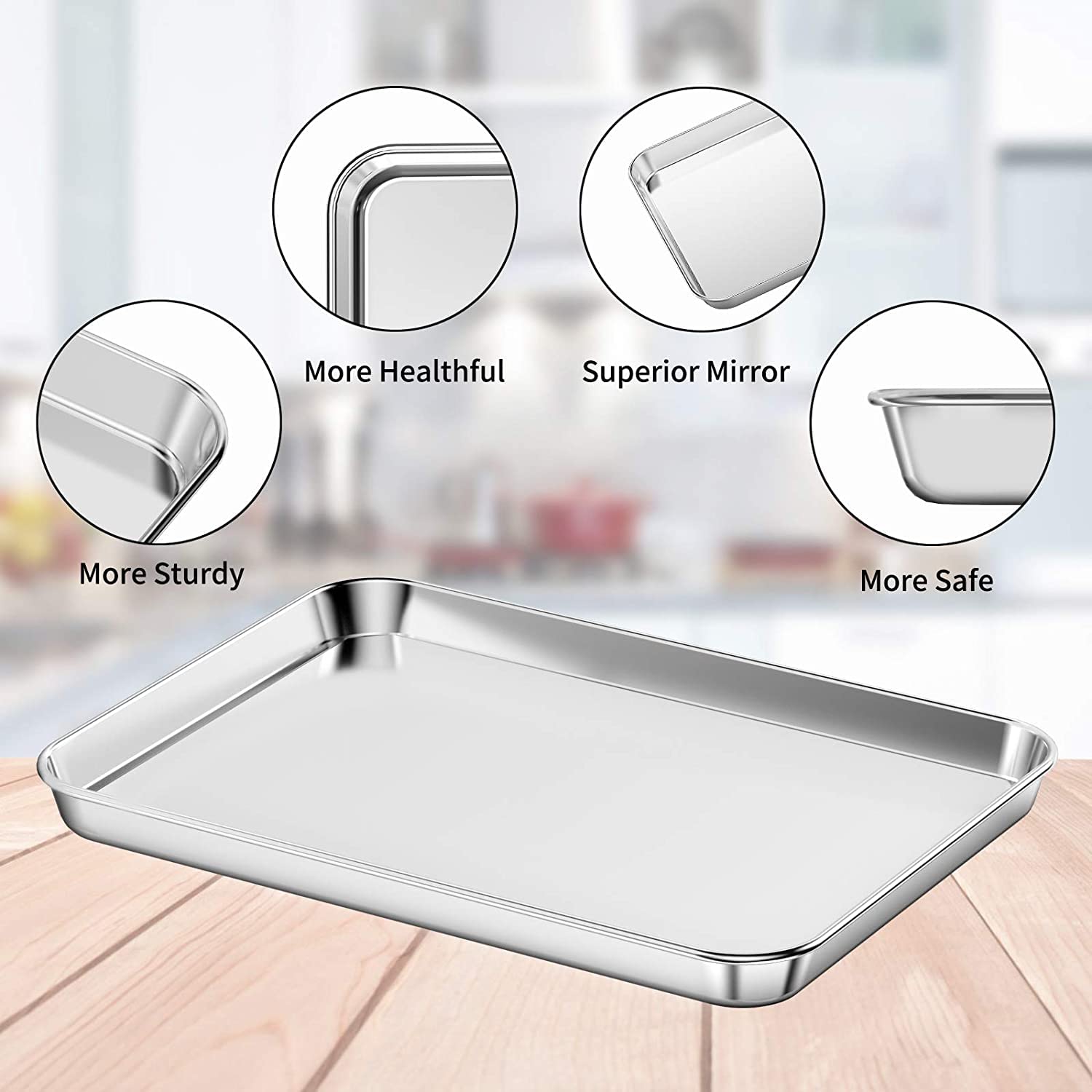 Baking Sheets 2 Pieces With A Rack, Hkj Chef Cookie Sheets And Nonstick Cooling Rack & Stainless Steel Baking Pans & Toaster Ove