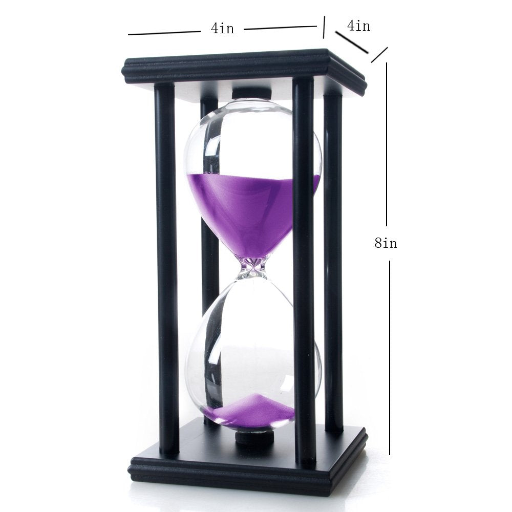 Bellaware 60 Minutes Hourglass, Wood Sand Timer,Purple