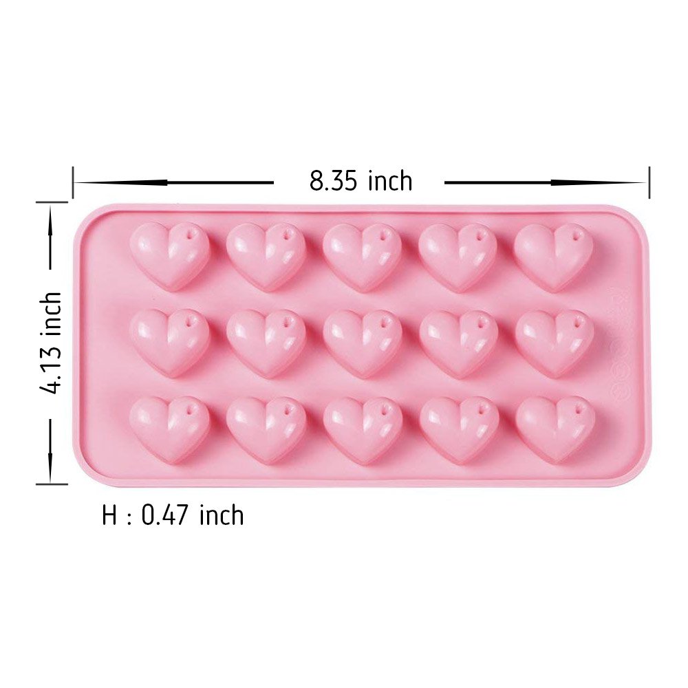 Webake Heart Molds Silicone Chocolate Candy Molds, 15 Cavity Mini Heart Shaped Tray For Gummy, Jello, Fondant, Ice Cube, Crayon,