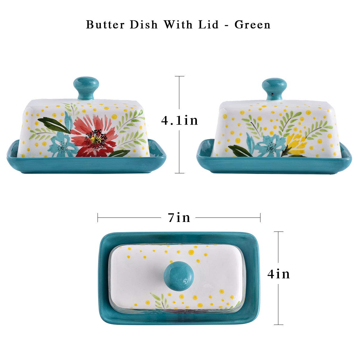 Wisenvoy Butter Dish Ceramic Butter Dish With Lid Butter Keeper Butter Dish With Lid For Countertop Flower Butter Crock