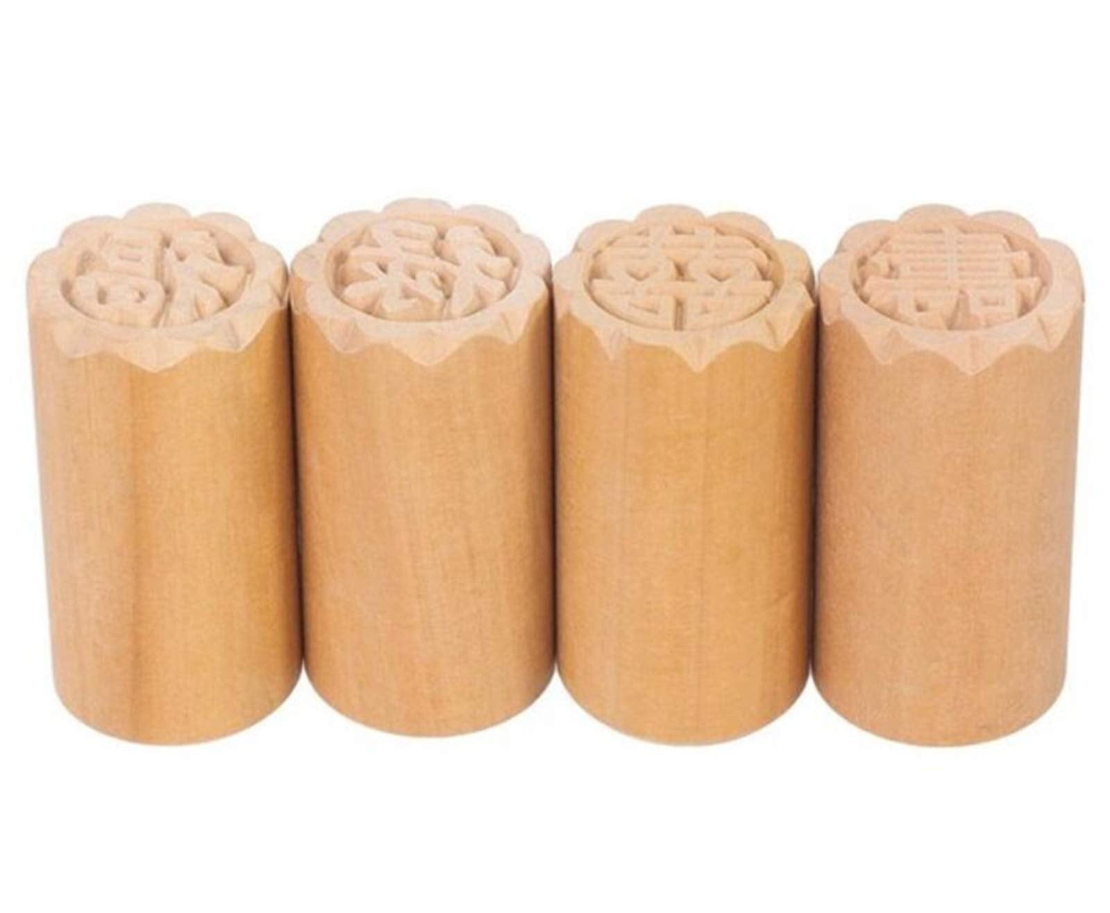 Fu Lu Shou Xi Pattern Wooden Stamp Cookie Press Cake Stamp Traditional Chinese Moon Cake Mold Diy Dessert Mold Maker For Mid-Aut