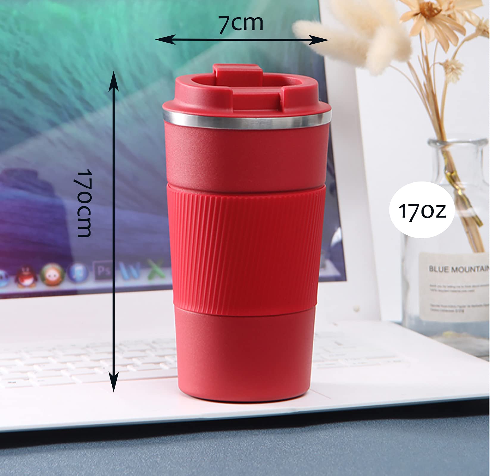 Joysip 17Oz Stainless Steel Vacuum Insulated Coffee Travel Mug For Ice Drink & Hot Beverage, Double Wall Travel Tumbler Cups Wit