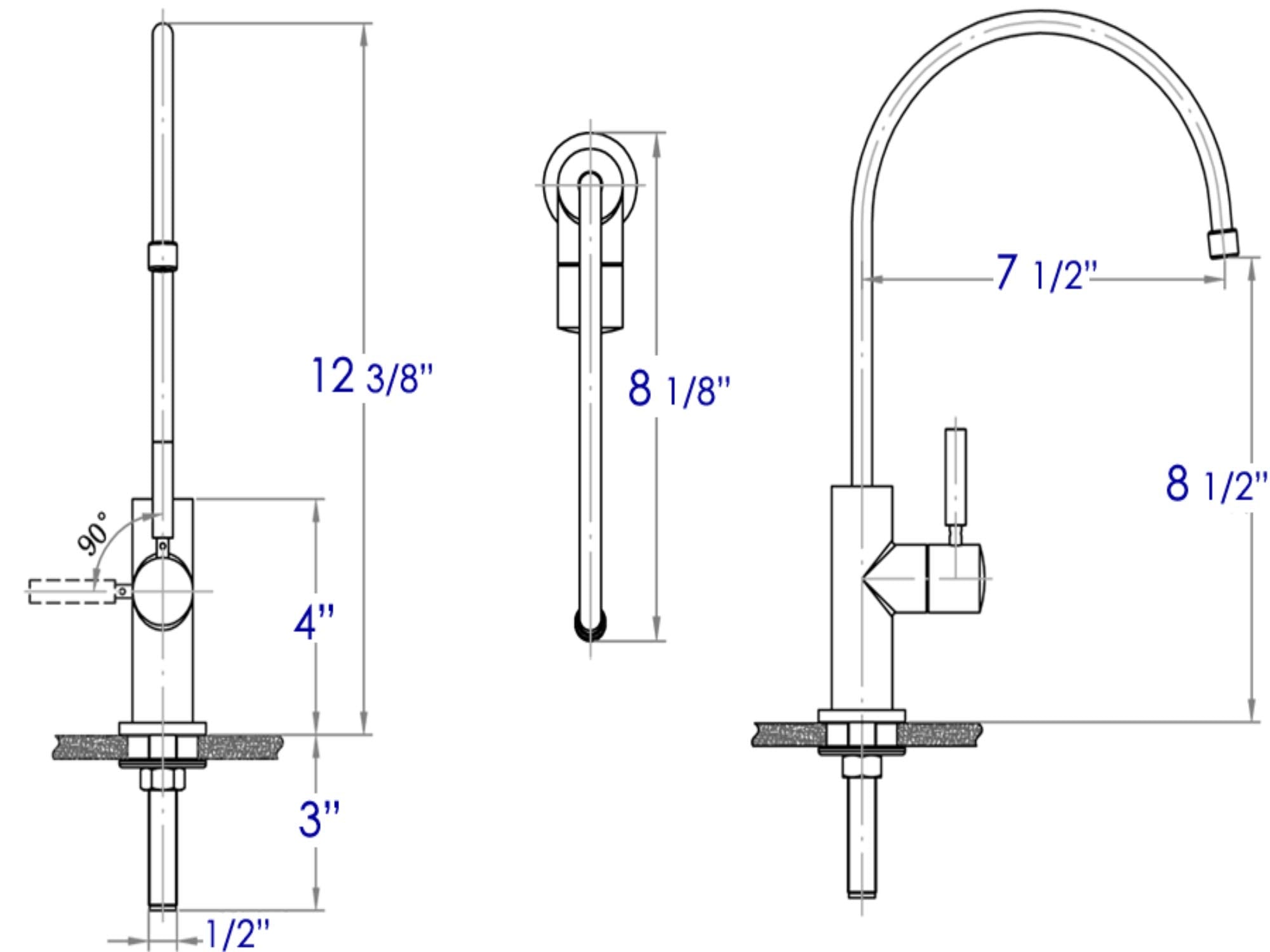 Alfi Ab5008-Pss Solid Stainless Steel Gooseneck Water Dispenser, Polished Finish