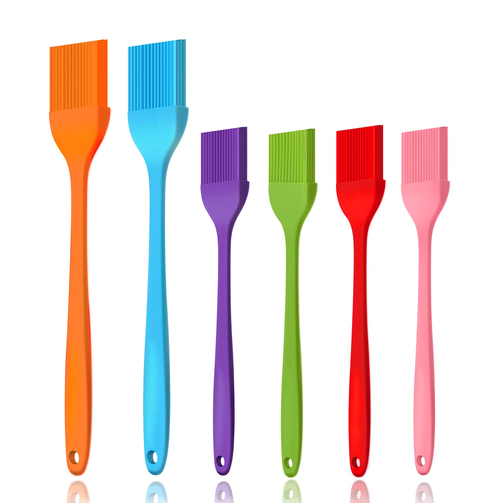 6 Pcs Cualork Silicone Basting Brush, Upgrade Pastry Brush,Heat Resistant Silicone Brushes, Premium Cooking Brush For Sauce Mari