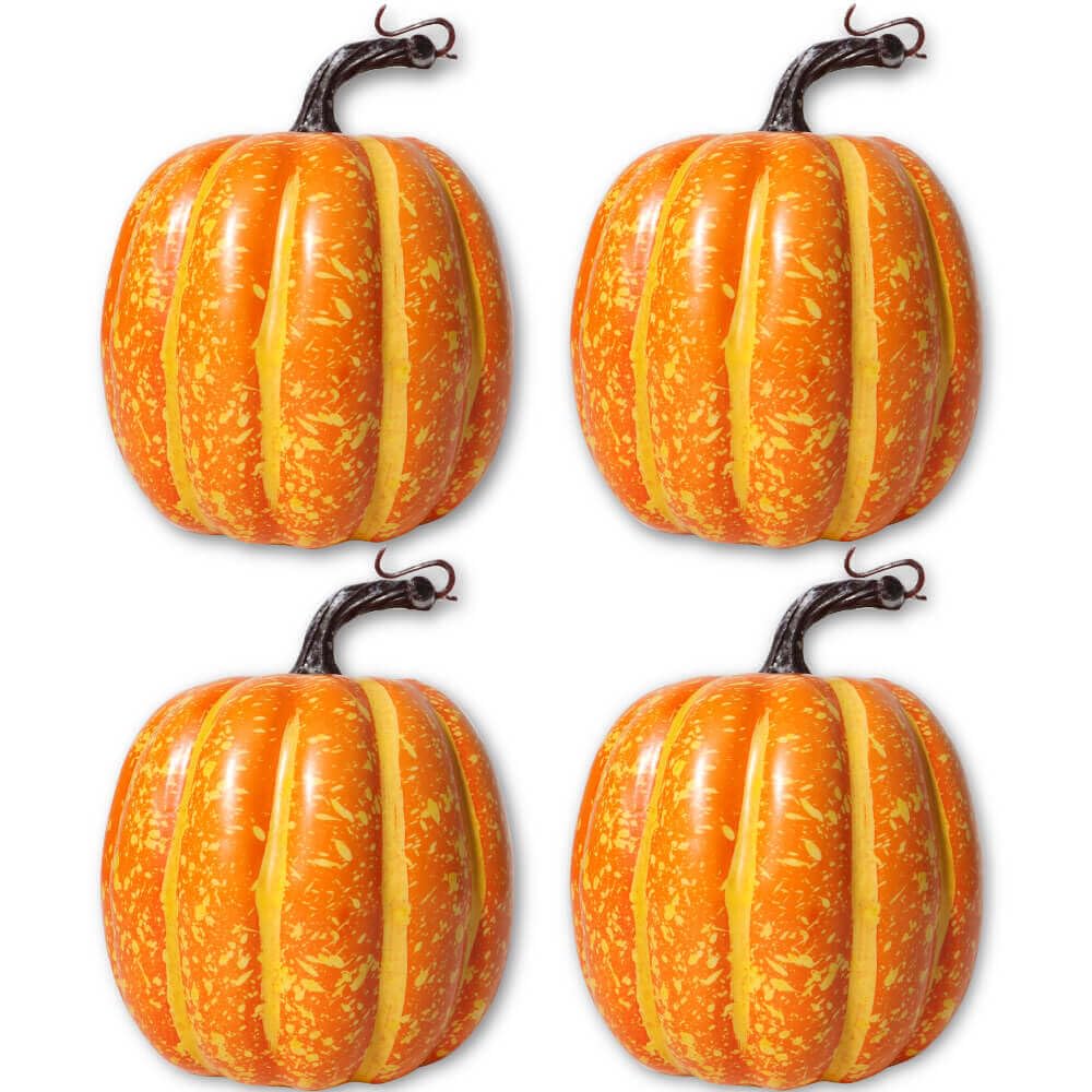 vensovo 6 Inch Large Pumpkins for Decorating - 4PCS Orange Foam Decorative Artificial Pumpkins for Fall Decor, Paintable, Perfec