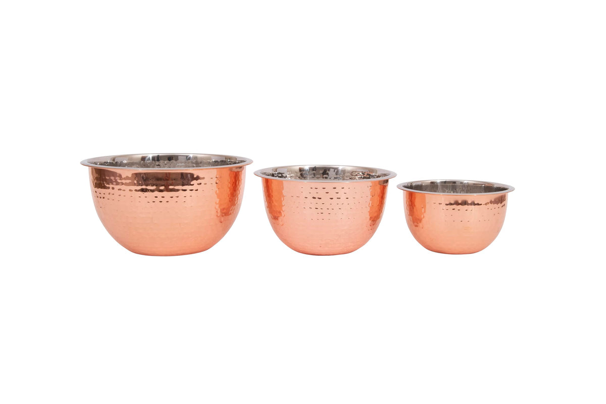 Creative Co-Op Hammered Stainless Steel Bowls In Copper Finish (Set Of 3 Sizes)