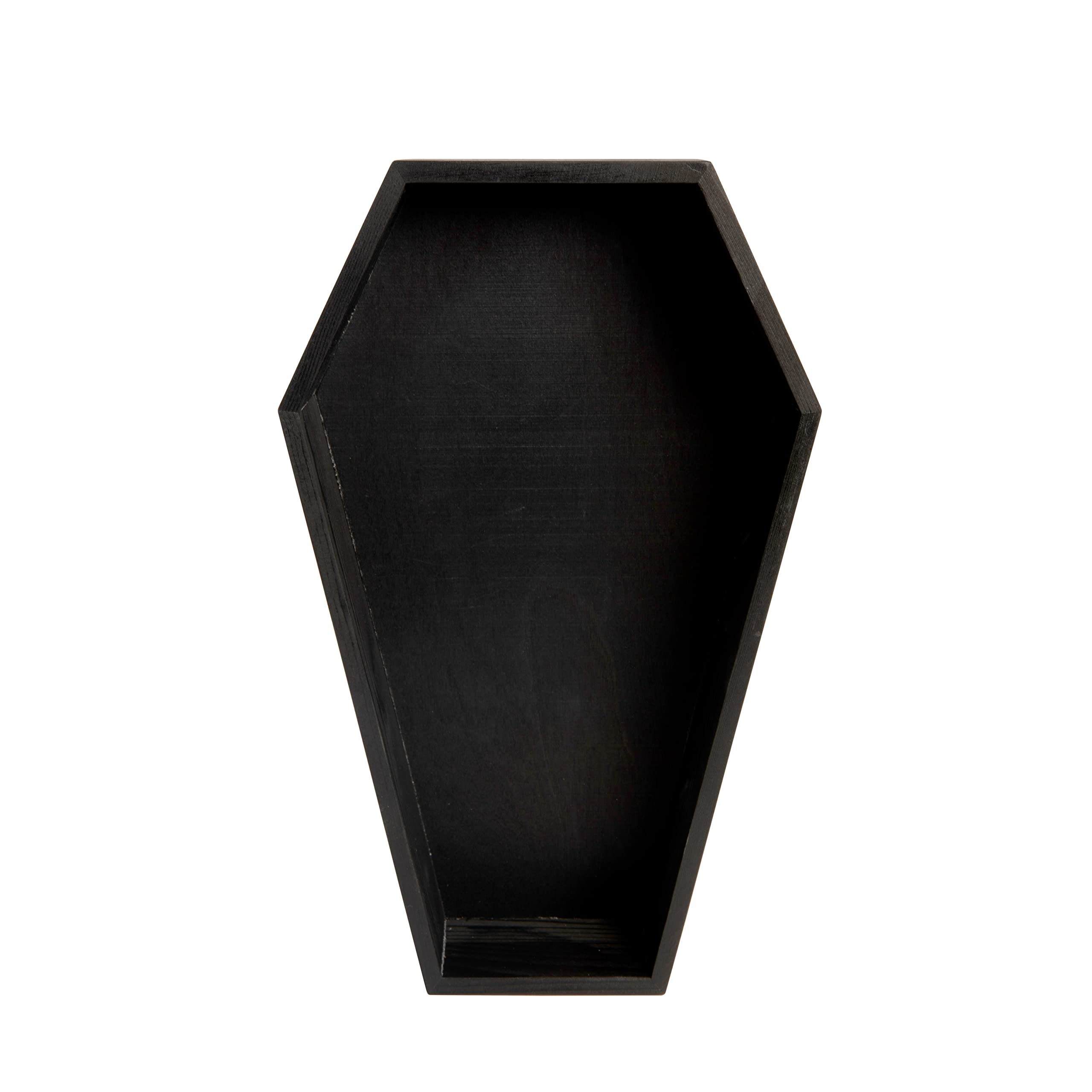 Black Painted Wood Coffin Tray - 13.5 Inch Coffin Shaped Serving Tray Box, Great For Candy, Keys, Candles - Perfect Halloween D